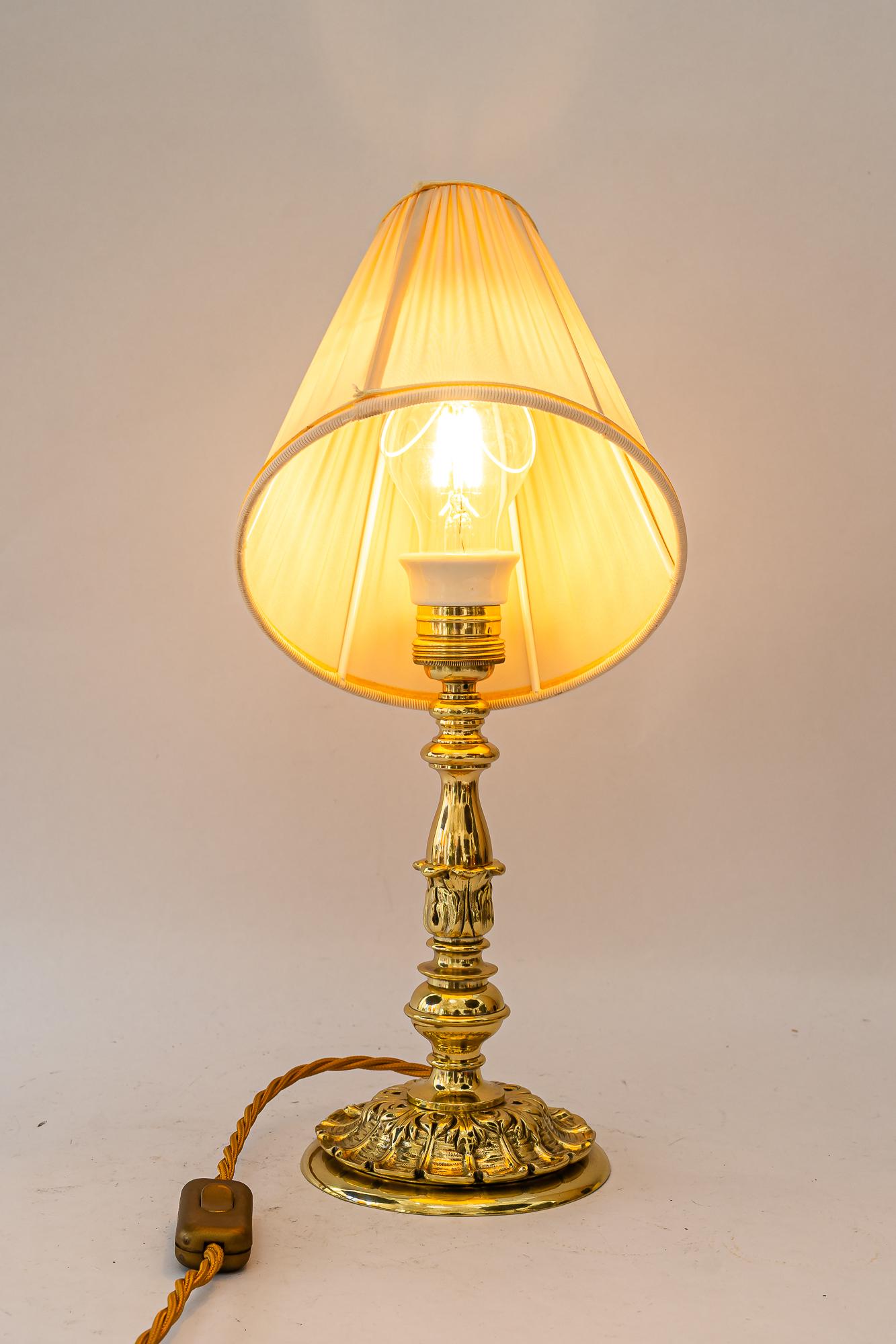 Historistic Table lamp with fabric shade vienna around 1890s im Angebot 4