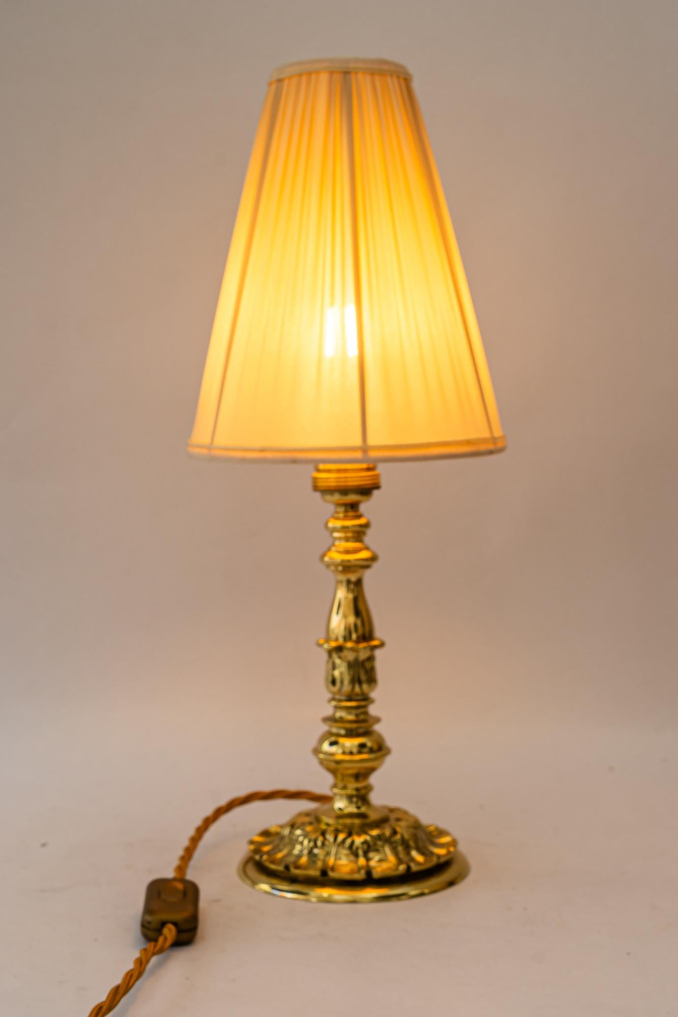 Historistic Table lamp with fabric shade vienna around 1890s im Angebot 5