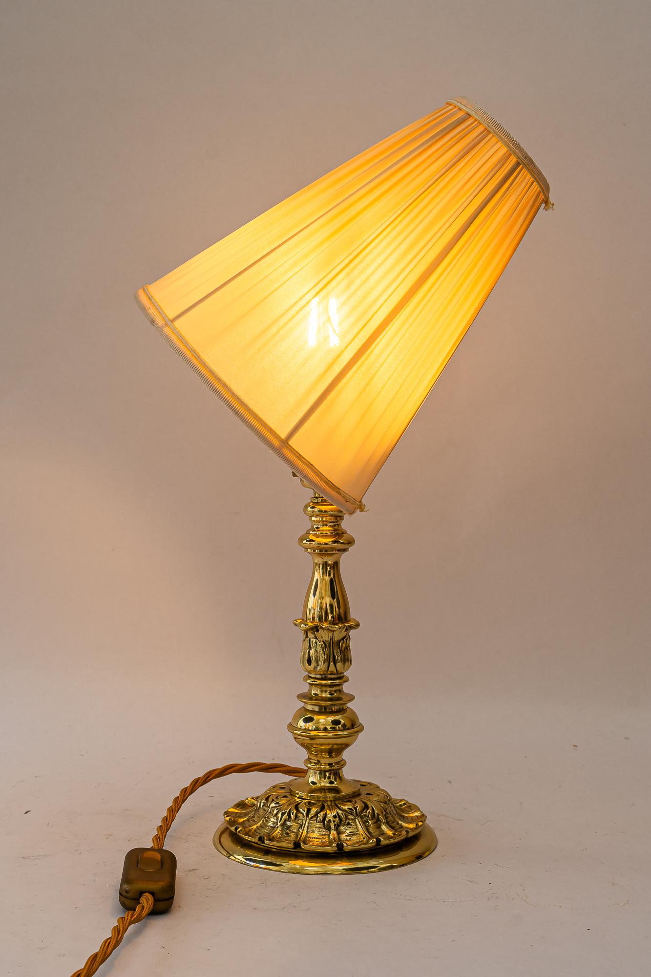 Historistic Table lamp with fabric shade vienna around 1890s im Angebot 6