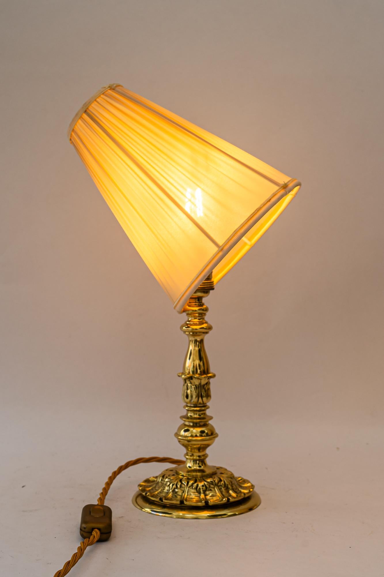 Historistic Table lamp with fabric shade vienna around 1890s im Angebot 7