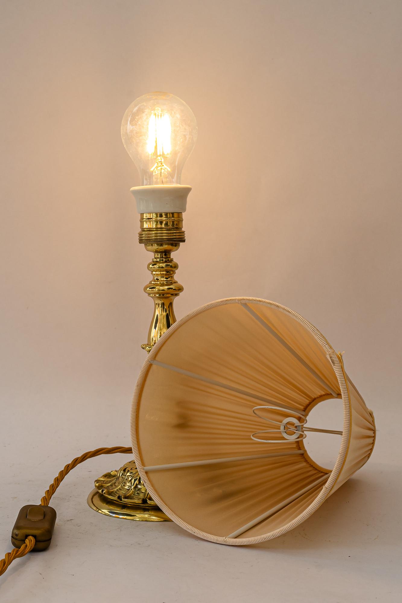 Historistic Table lamp with fabric shade vienna around 1890s im Angebot 8