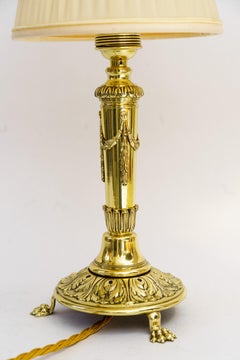 Historistic table lamp with fabric shade vienna around 1890s