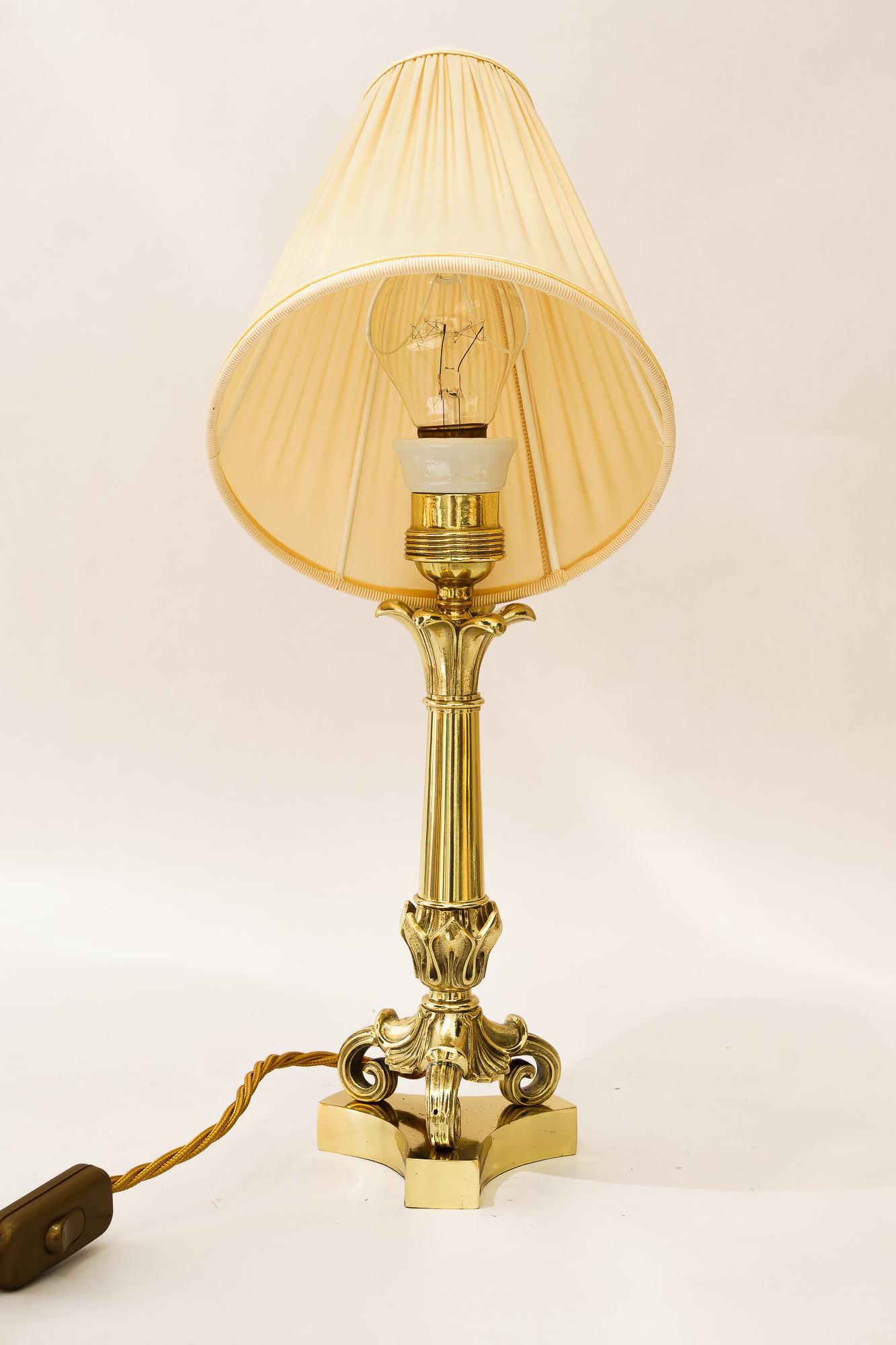 Neoclassical Historistic Table lamp with fabric shade vienna around 1890s For Sale