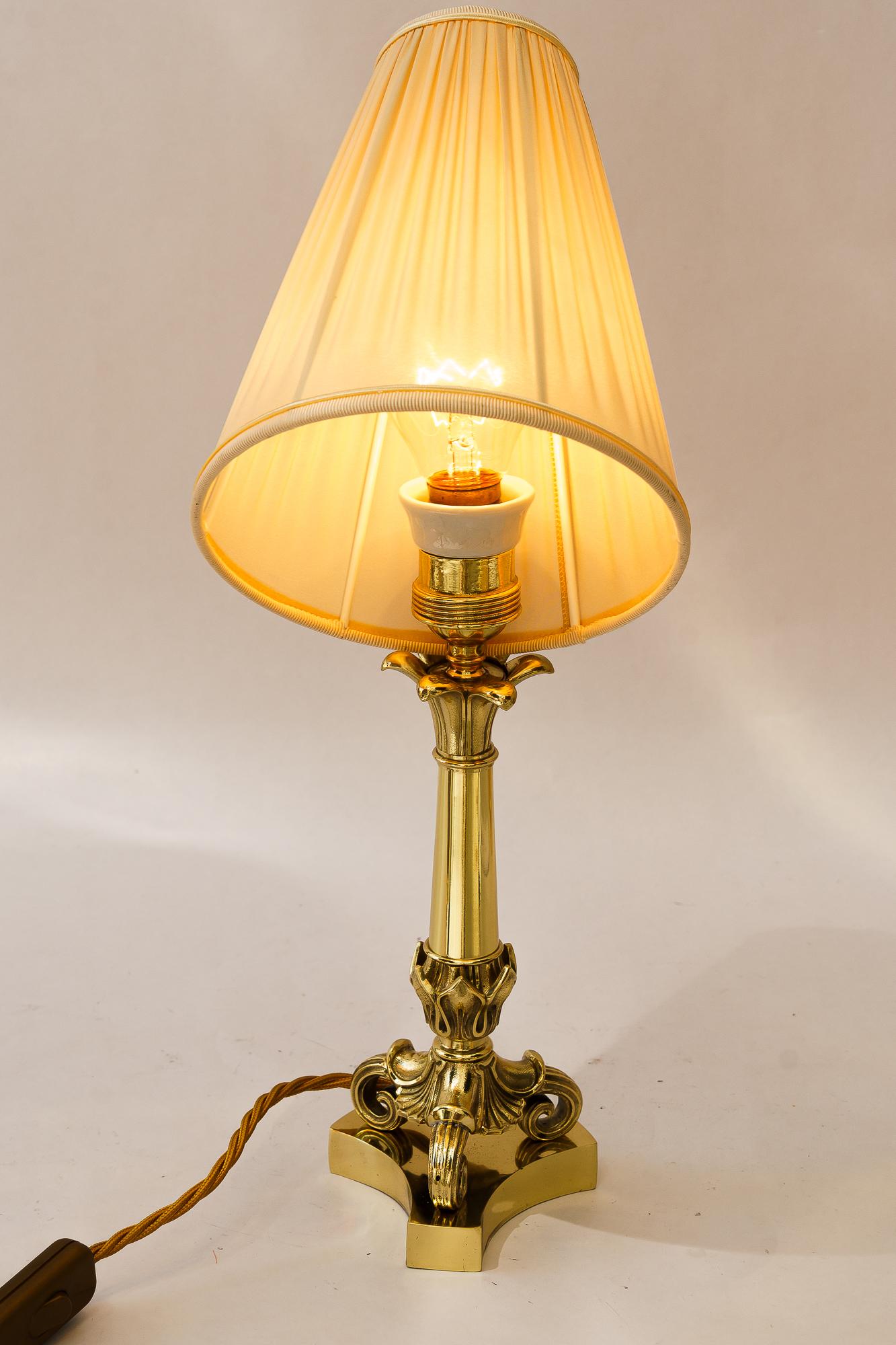 Austrian Historistic Table lamp with fabric shade vienna around 1890s For Sale