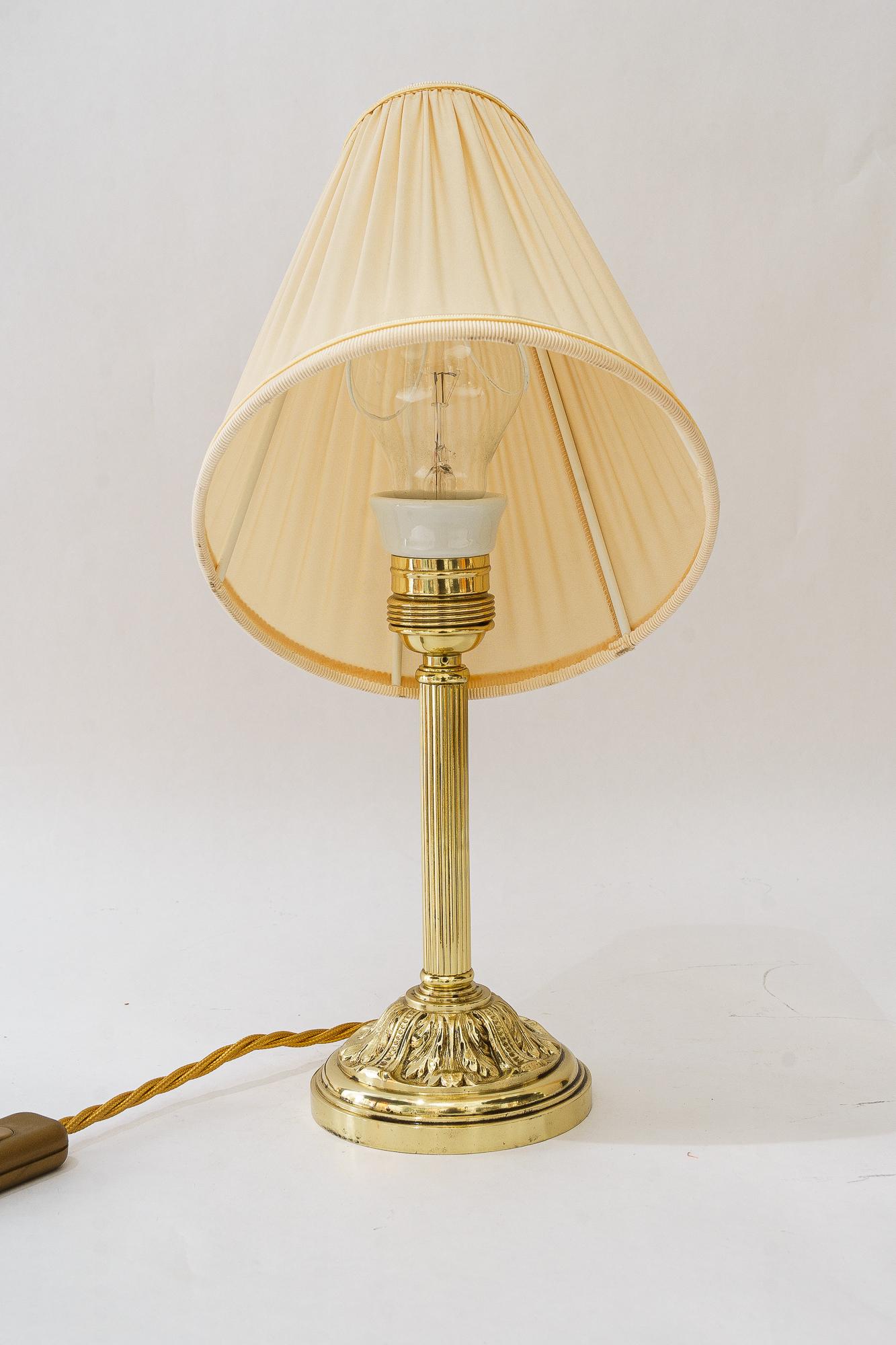 Austrian Historistic table lamp with fabric shade vienna around 1890s For Sale