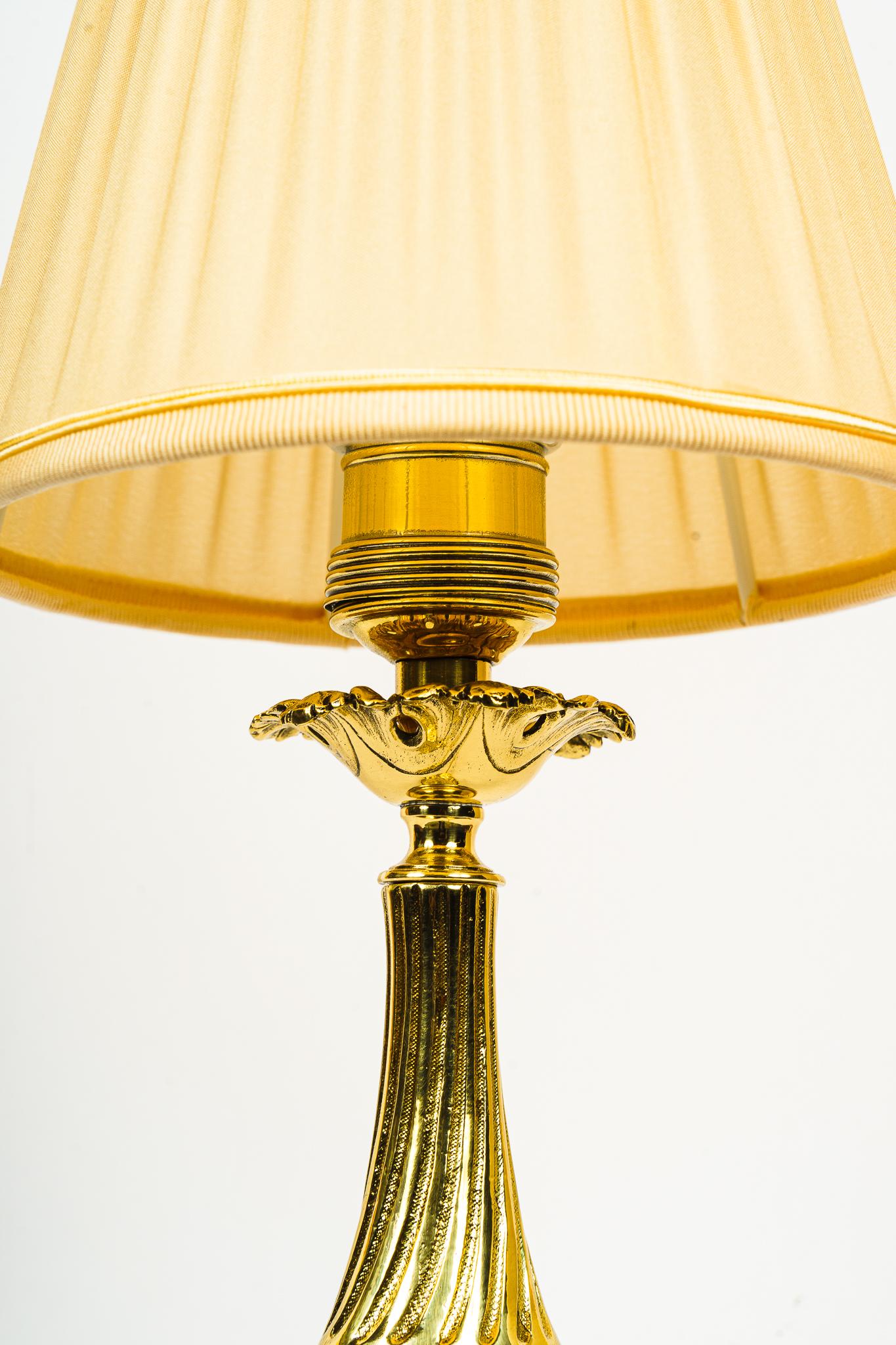 Lacquered Historistic Table Lamp with Fabric Shade Vienna Around 1890s For Sale