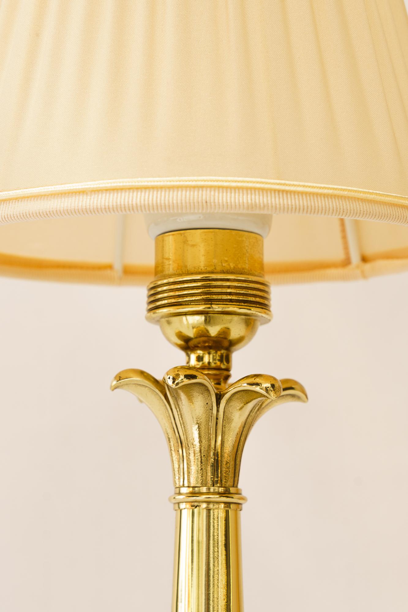 Late 19th Century Historistic Table lamp with fabric shade vienna around 1890s For Sale