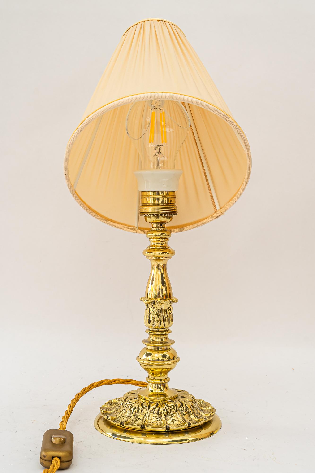 Historistic Table lamp with fabric shade vienna around 1890s (Spätes 19. Jahrhundert) im Angebot
