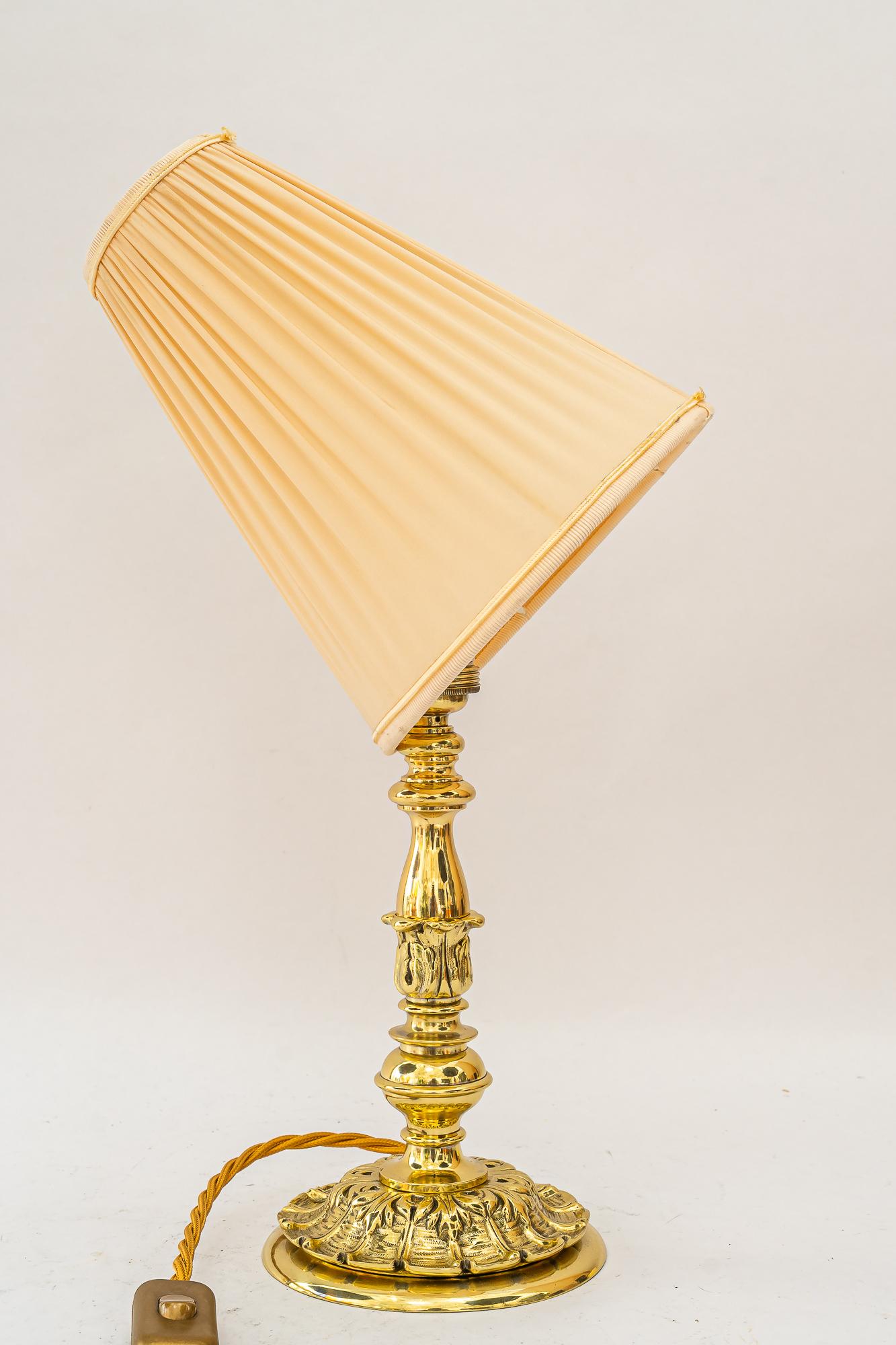 Historistic Table lamp with fabric shade vienna around 1890s im Angebot 1