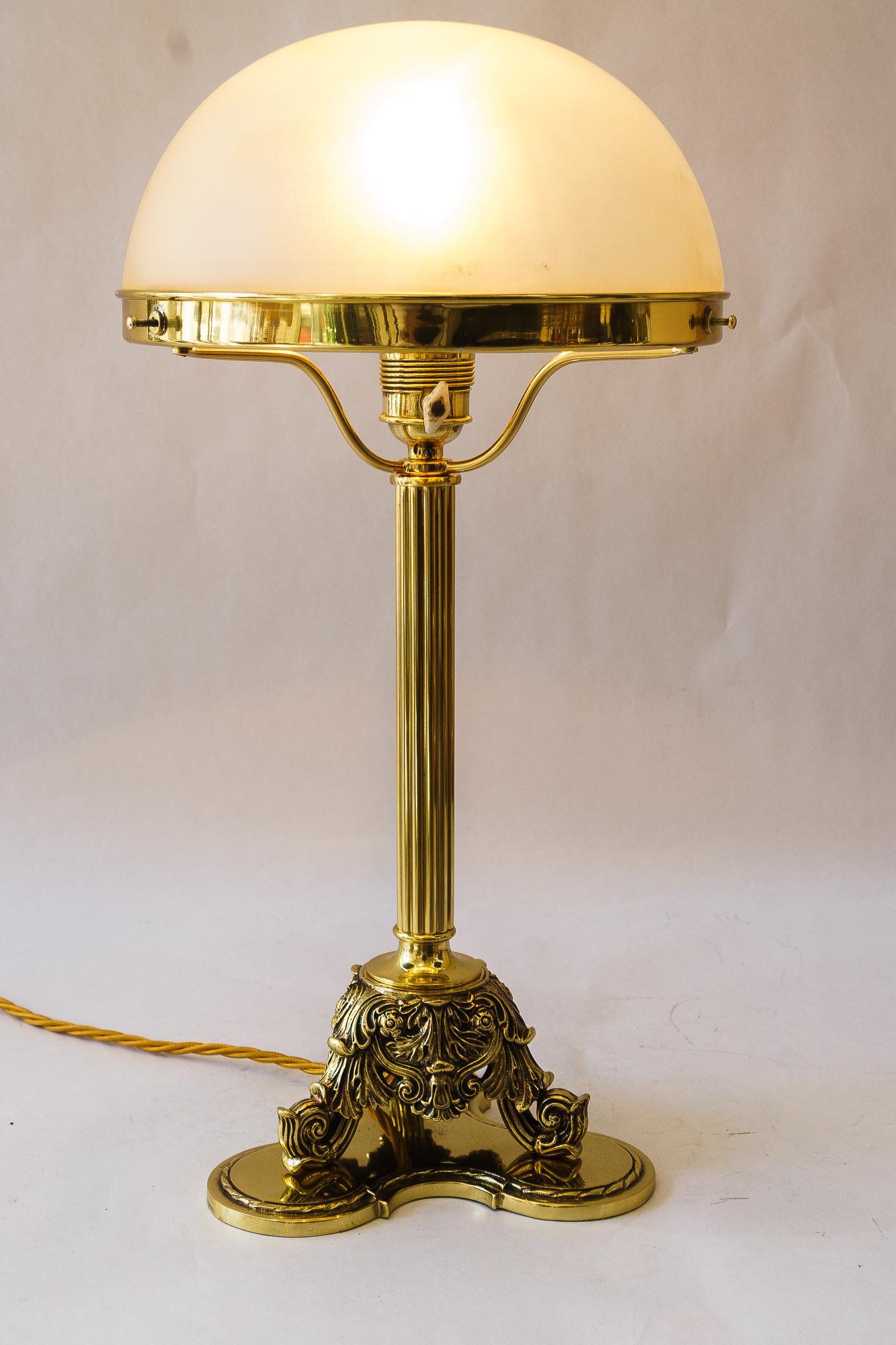 Historistic Table lamp with original antique glass shade vienna around 1890s For Sale 5