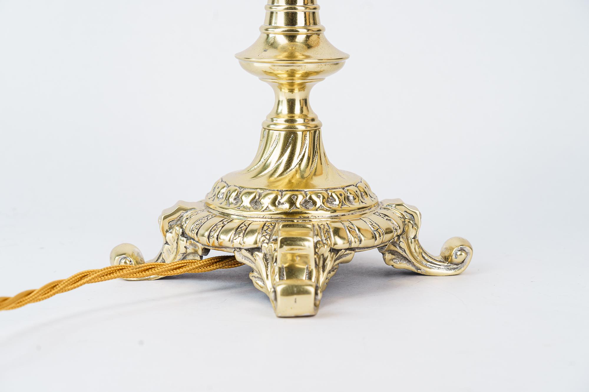 Neoclassical Historistic Table lamp with original antique glass shade vienna around 1890s For Sale