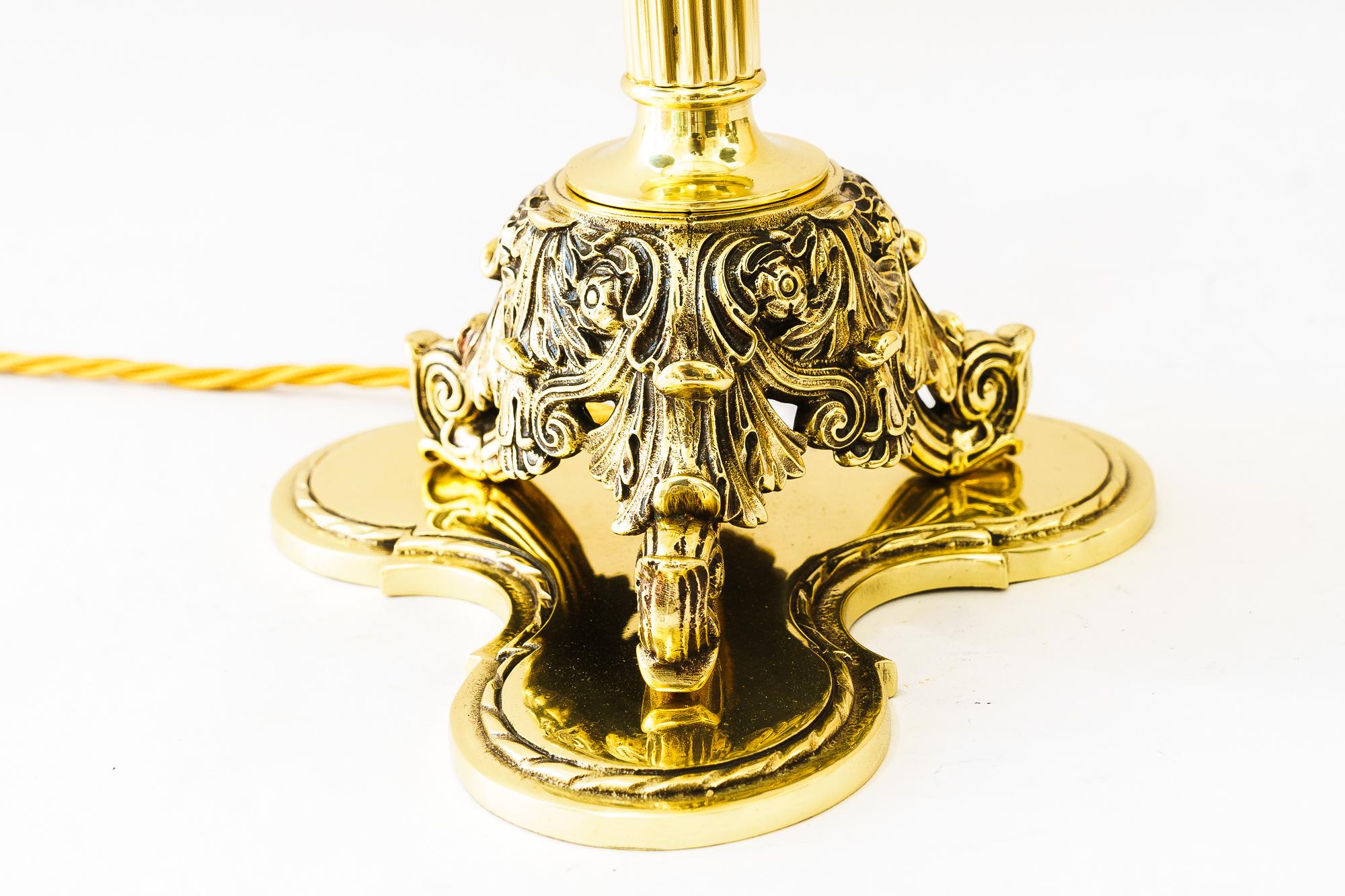 Neoclassical Historistic Table lamp with original antique glass shade vienna around 1890s For Sale
