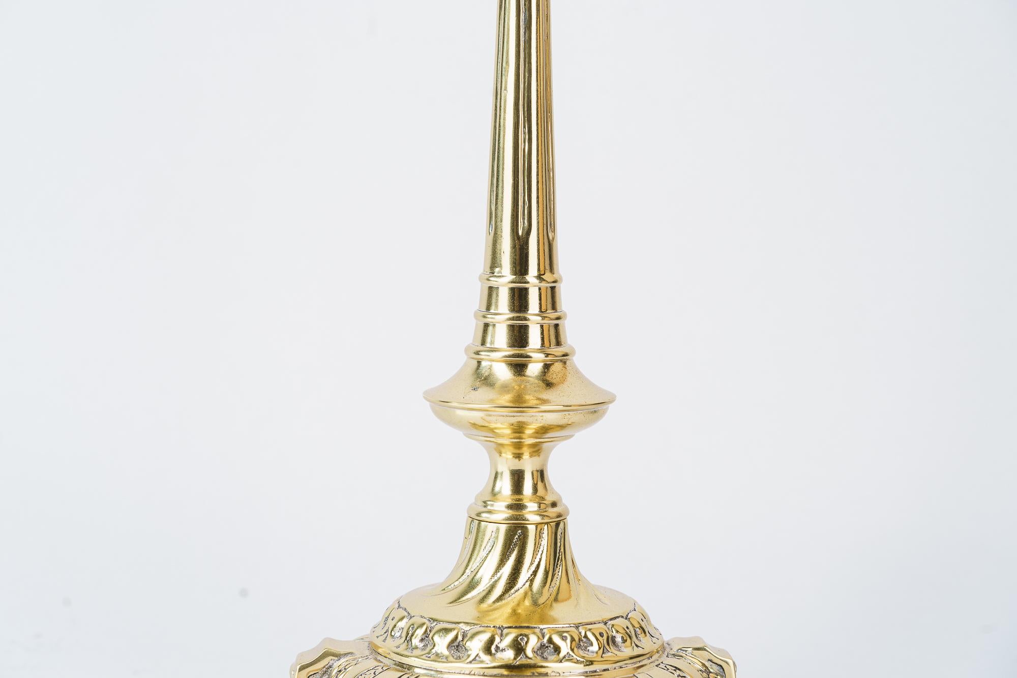 Austrian Historistic Table lamp with original antique glass shade vienna around 1890s For Sale