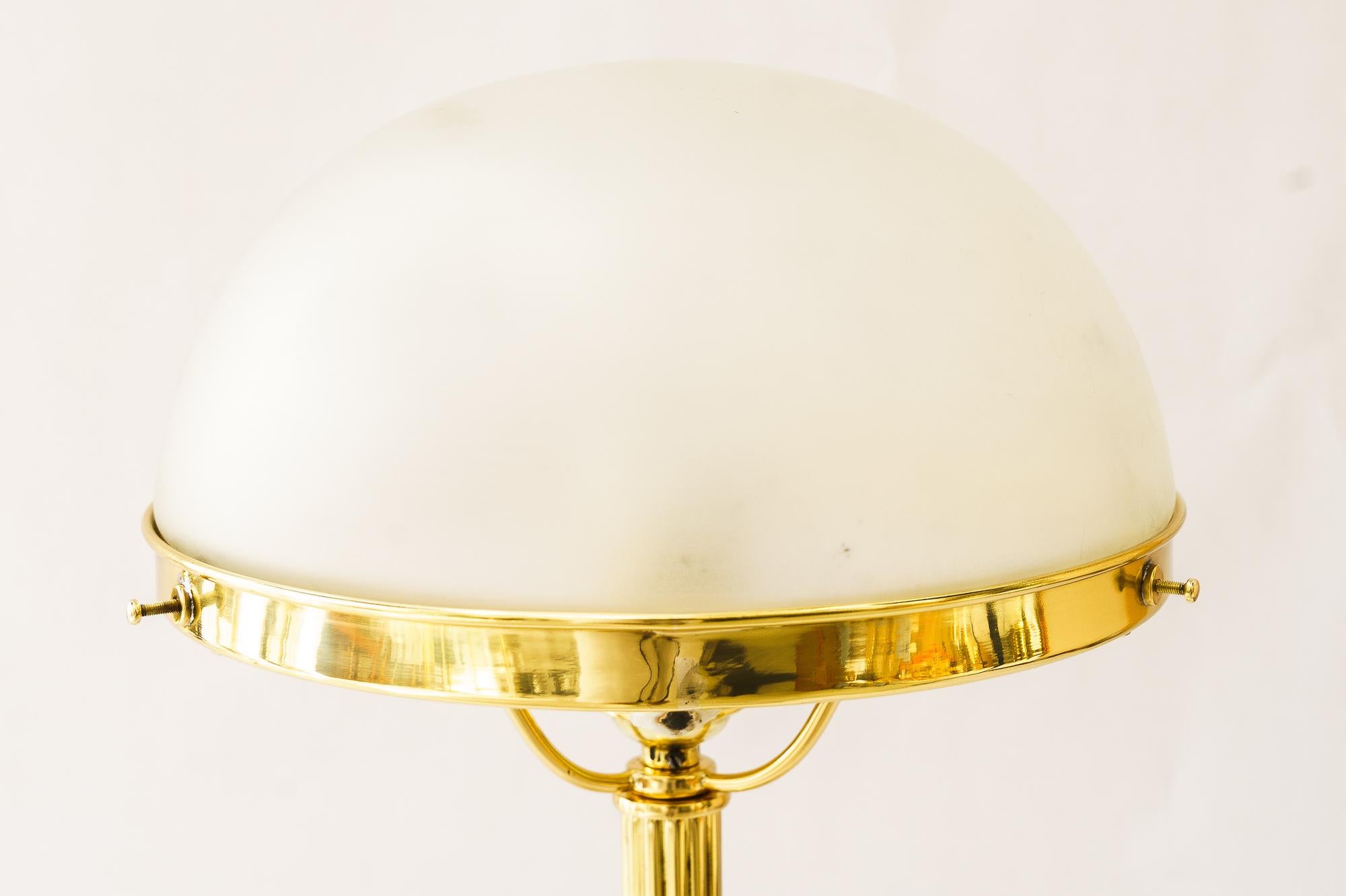 Late 19th Century Historistic Table lamp with original antique glass shade vienna around 1890s For Sale