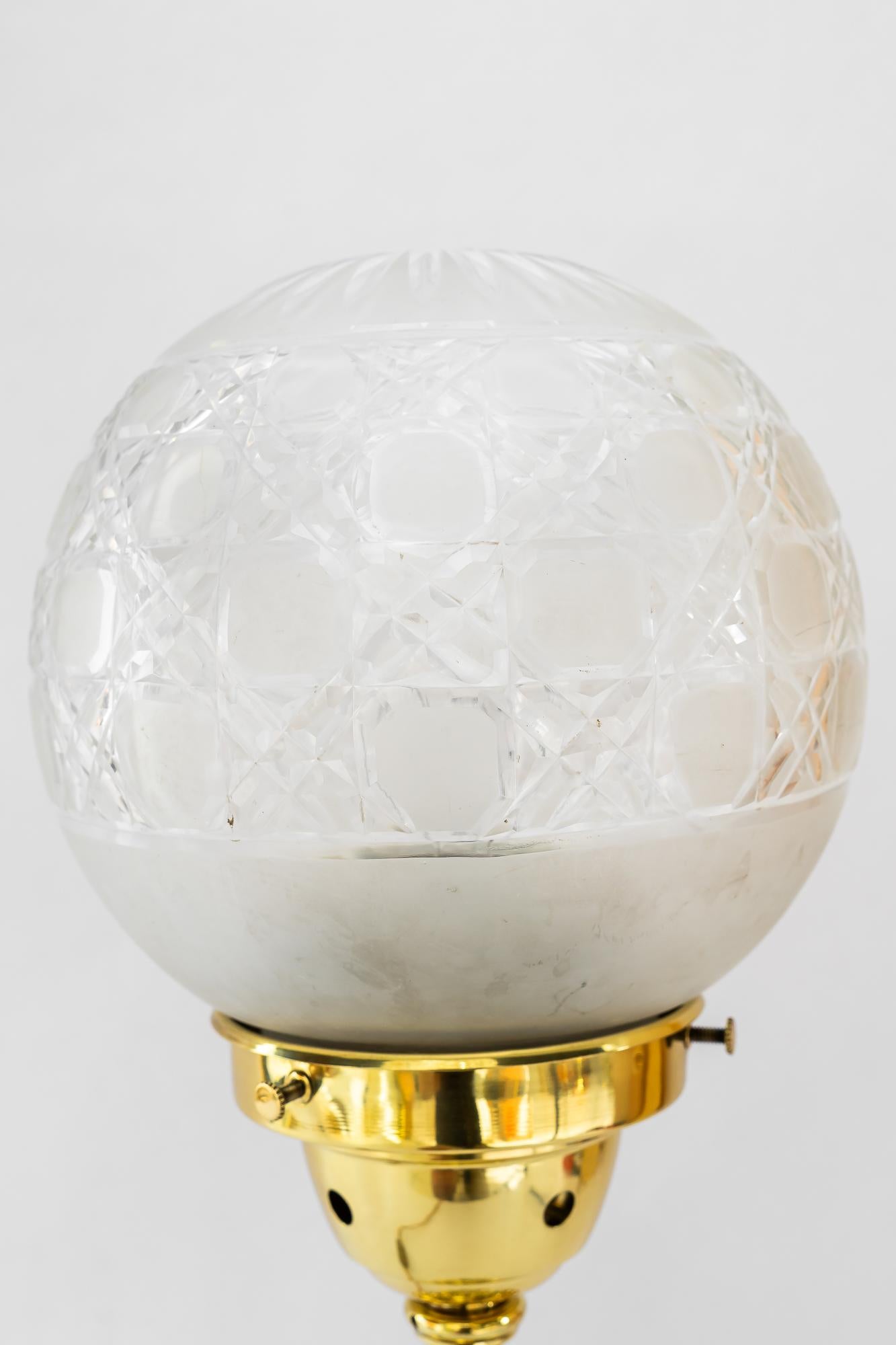 Historistic table lamp with original cut glass shade vienna around 1890s For Sale 2