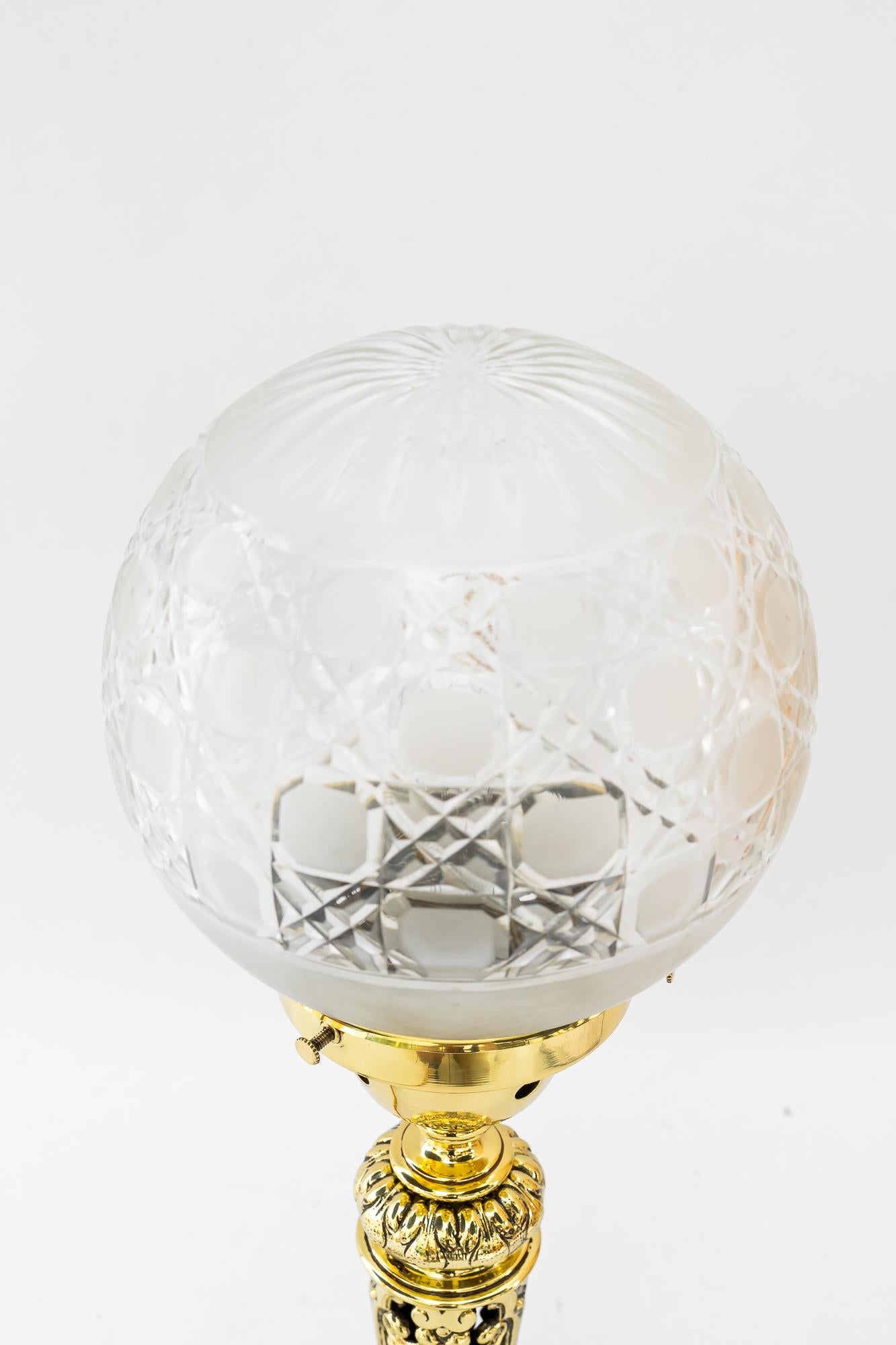 Historistic table lamp with original cut glass shade vienna around 1890s For Sale 3
