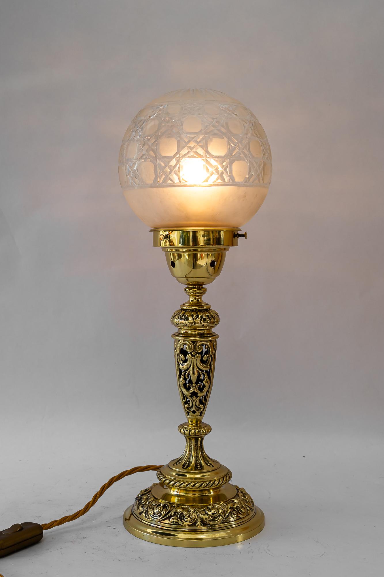 Historistic table lamp with original cut glass shade vienna around 1890s For Sale 4