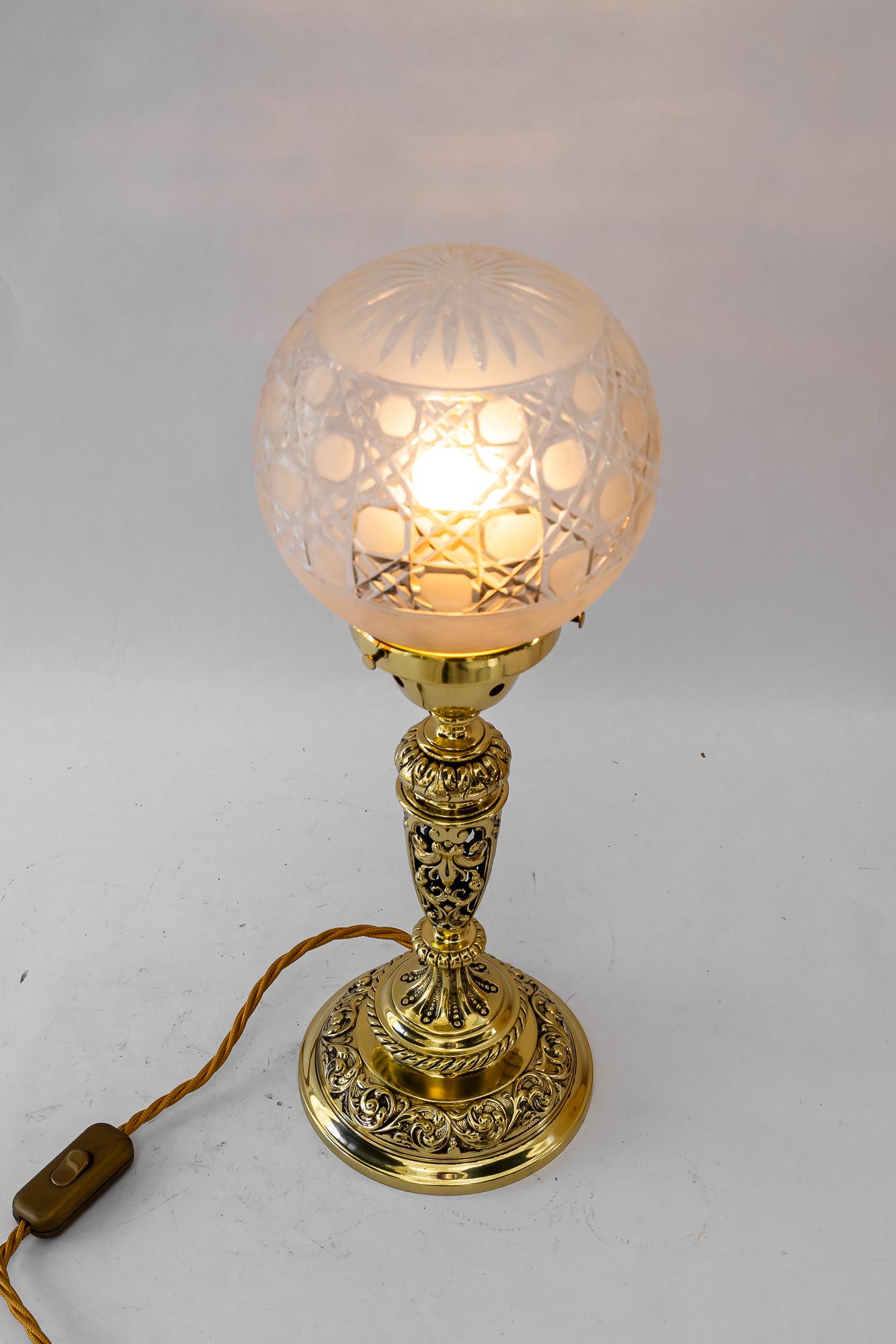 Historistic table lamp with original cut glass shade vienna around 1890s For Sale 5