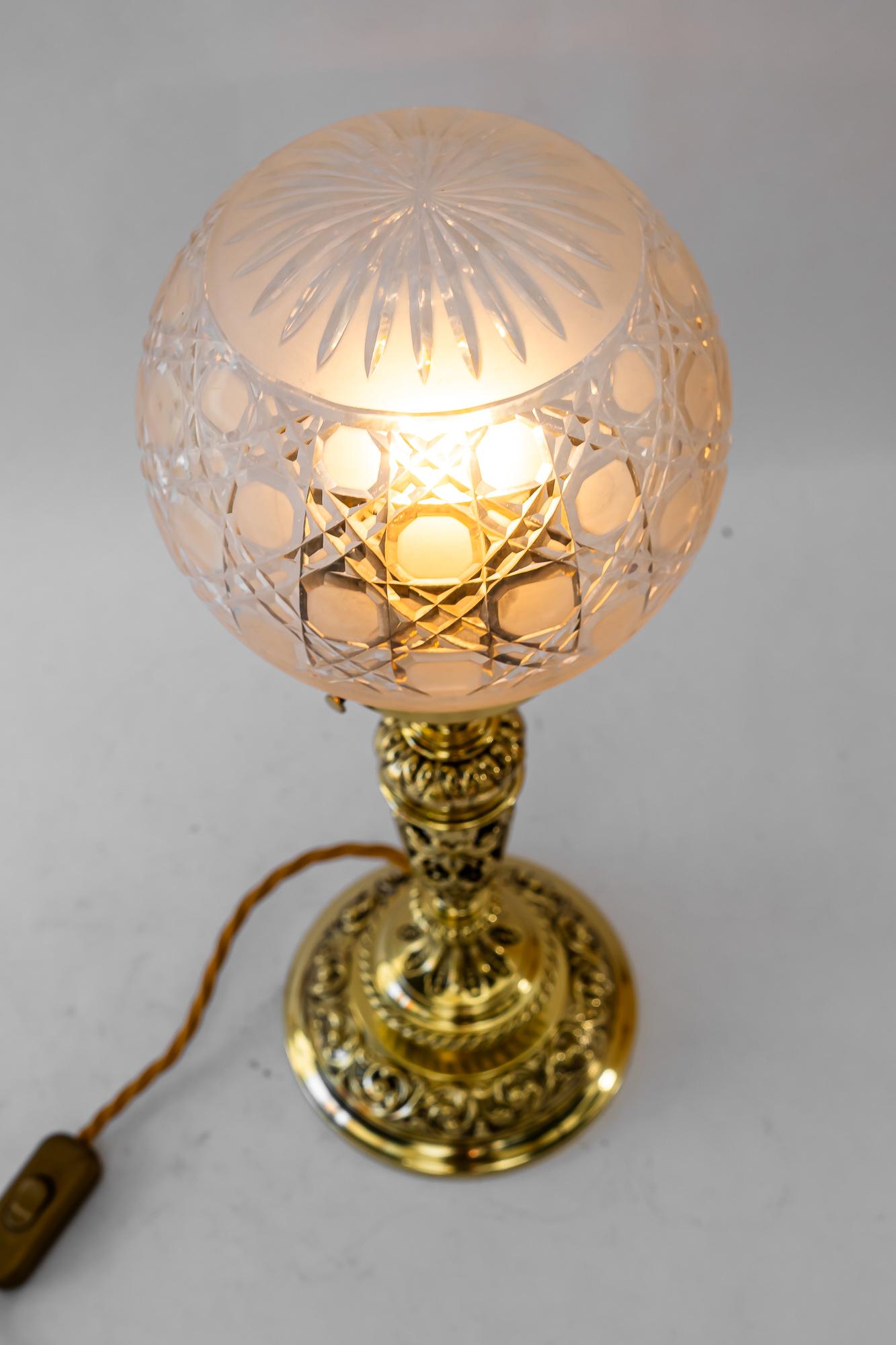 Historistic table lamp with original cut glass shade vienna around 1890s For Sale 7