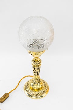Historistic table lamp with original cut glass shade vienna around 1890s