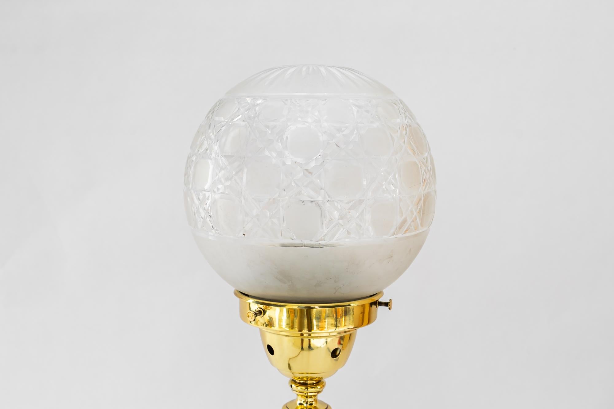 Neoclassical Historistic table lamp with original cut glass shade vienna around 1890s For Sale