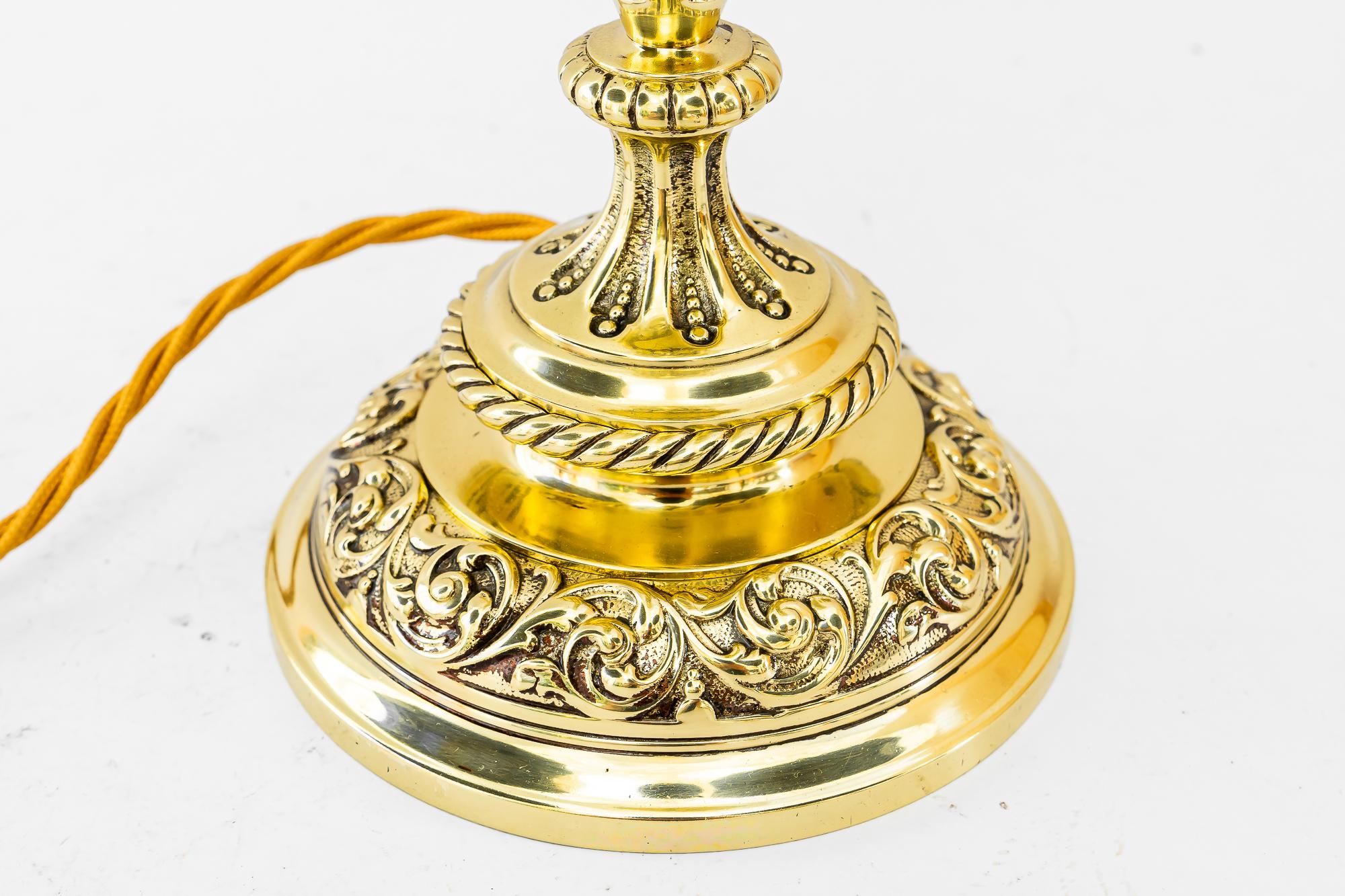 Late 19th Century Historistic table lamp with original cut glass shade vienna around 1890s For Sale