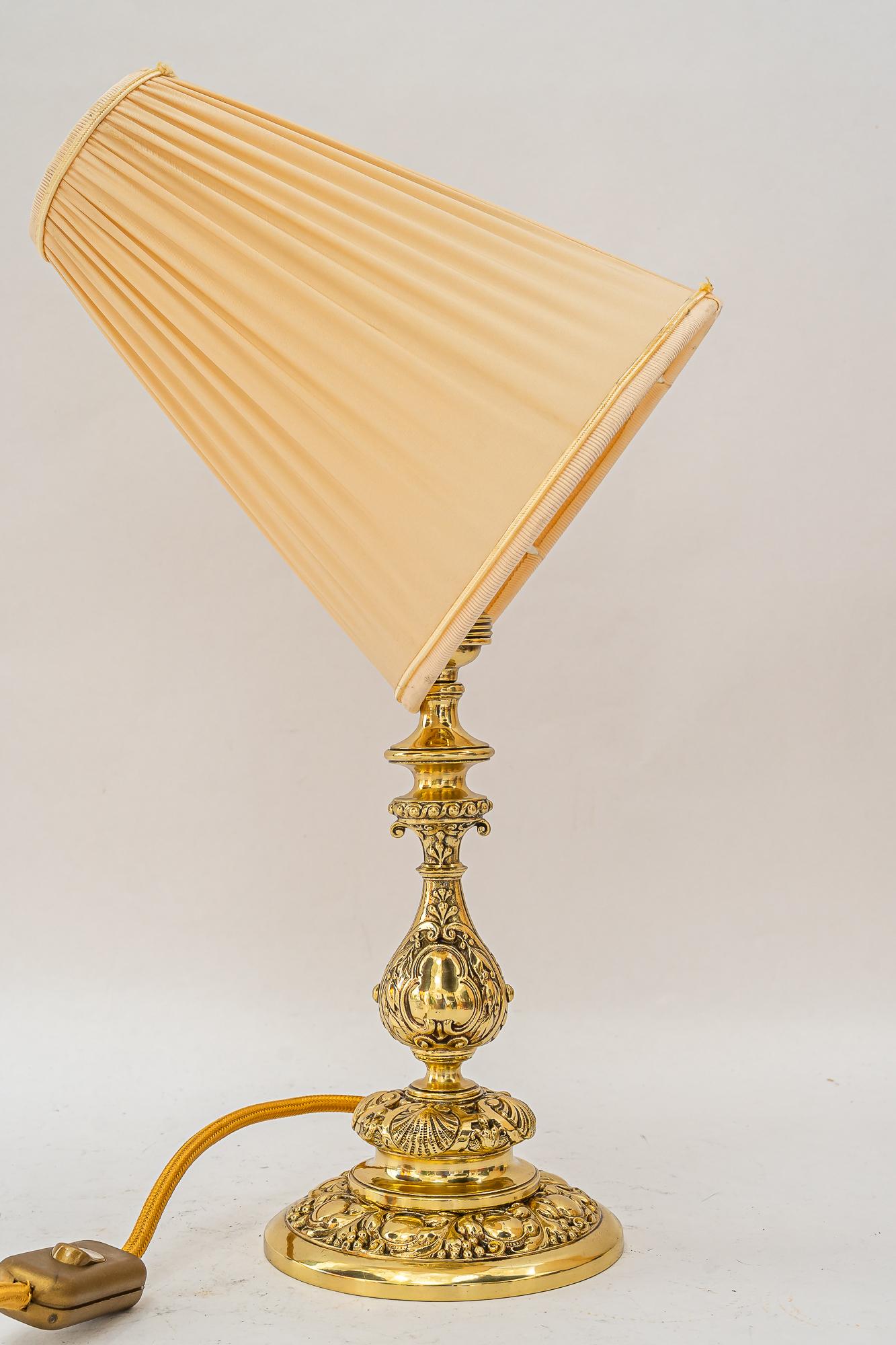 Historistic table lamp with original cut glass shade vienna around 1890s (Messing) im Angebot