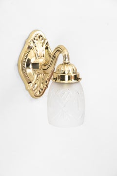 Historistic Wall Lamp Around 1890s with Original Glass Shade