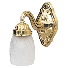 Lampada da parete storica del 1890 circa con paralume in vetro originale