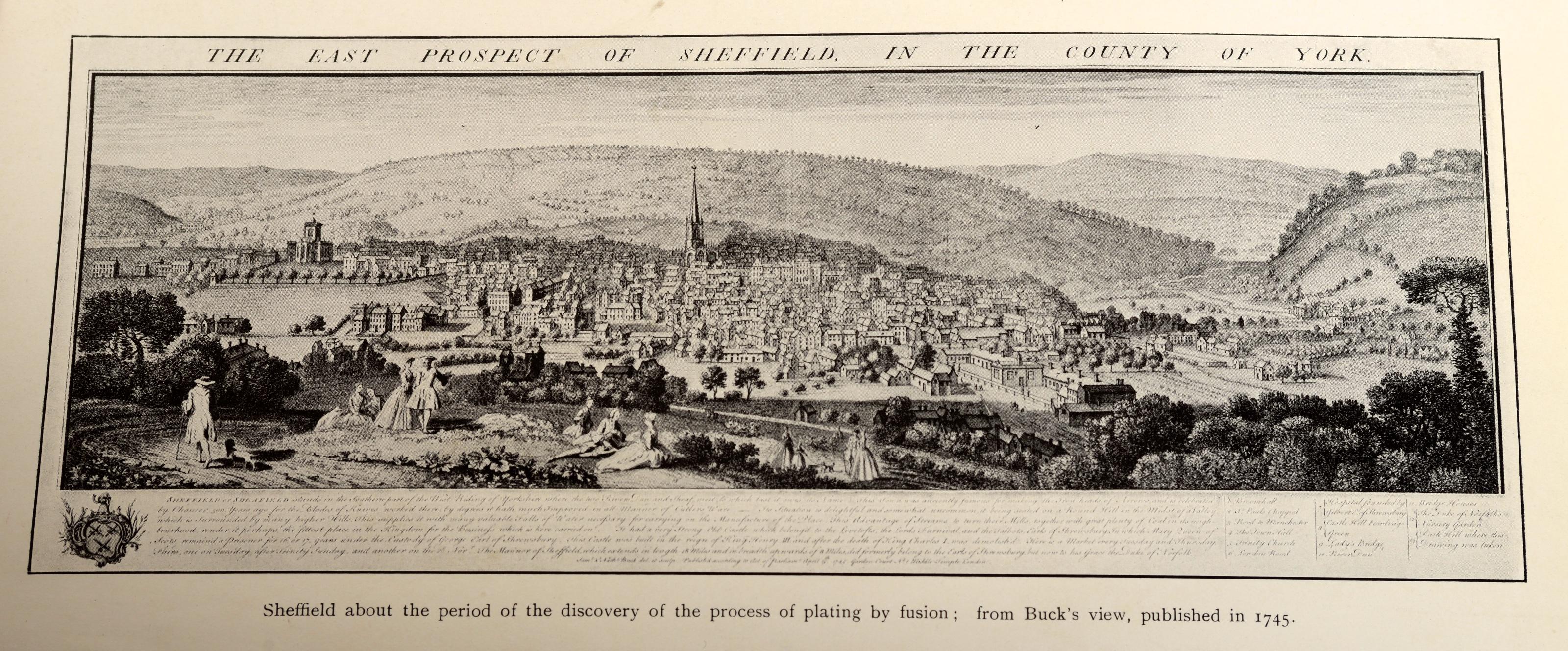 History of old Sheffield plate being an account of the origin, growth, and decay of the industry and of the antique silver and white or Britannia metal trade with chronological lists of makers' marks and numerous illustrations of specimens by