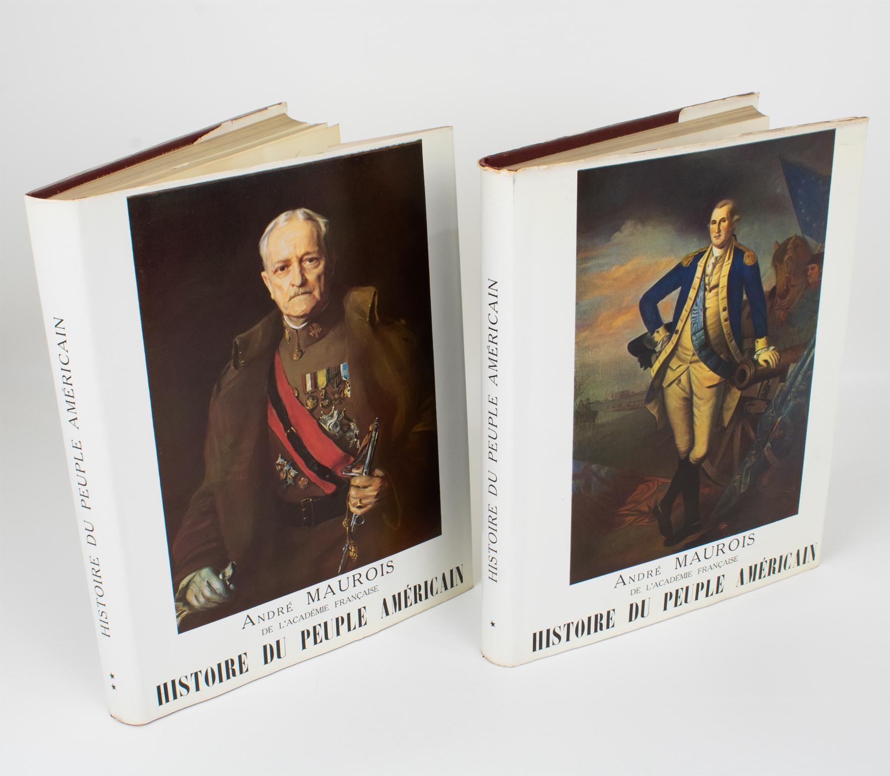 Histoire du Peuple Americain (History of the American People). French book in two volumes by André Maurois from the French Academy, 1955/56.
Volume I: Europe discovers America - At the crossroads - The birth of a nation.
Volume II: Growing Pains -