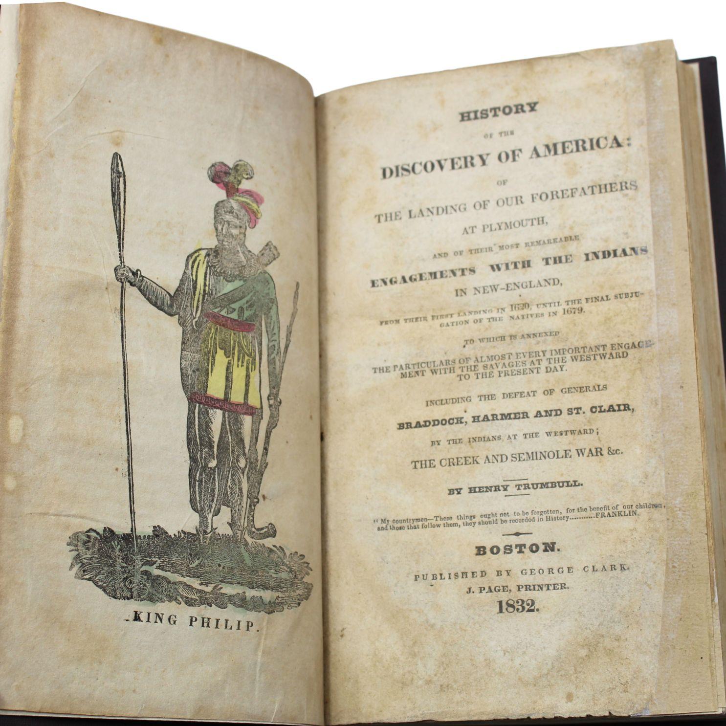 Americano Storia della scoperta dell'America di Henry Trumbull, 1832 in vendita