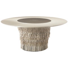 Hit Large Round Table in Leather by Roberto Cavalli Home Interiors