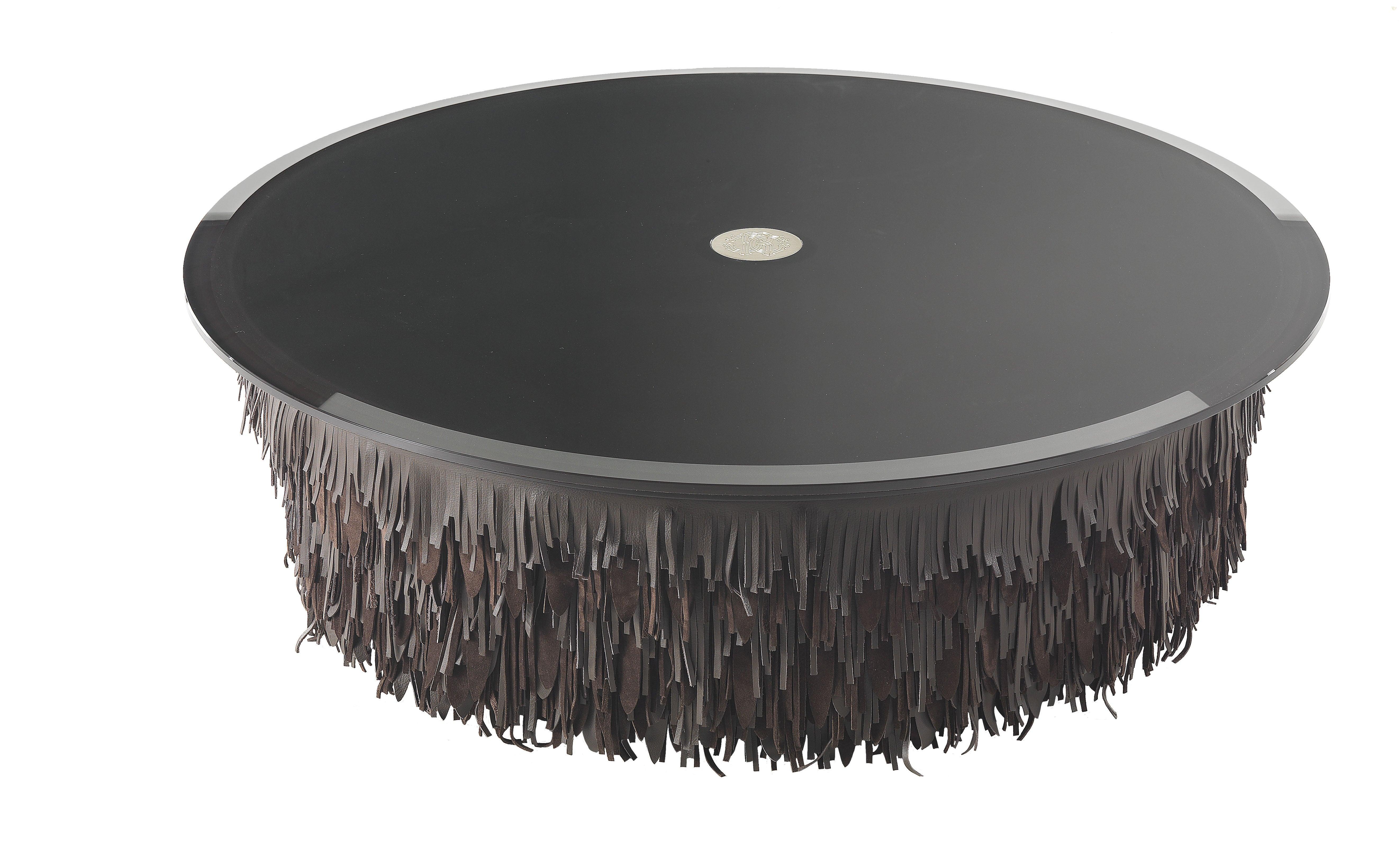 Roberto Cavalli Home Interiors Hit Central Table with Leather For Sale