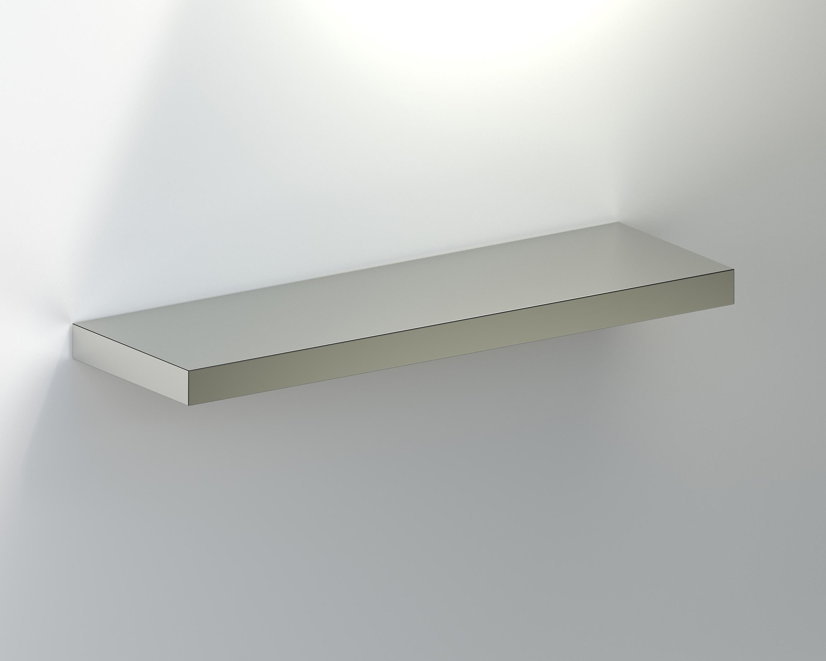 Hitan Shelf is a floating decorative shelf entirely covered by HPL Aluminium.
The manufacturing process and research on metal surfaces treatment and finishing allows highlighting the shine and brightness of aluminum.

Hitan is entirely
