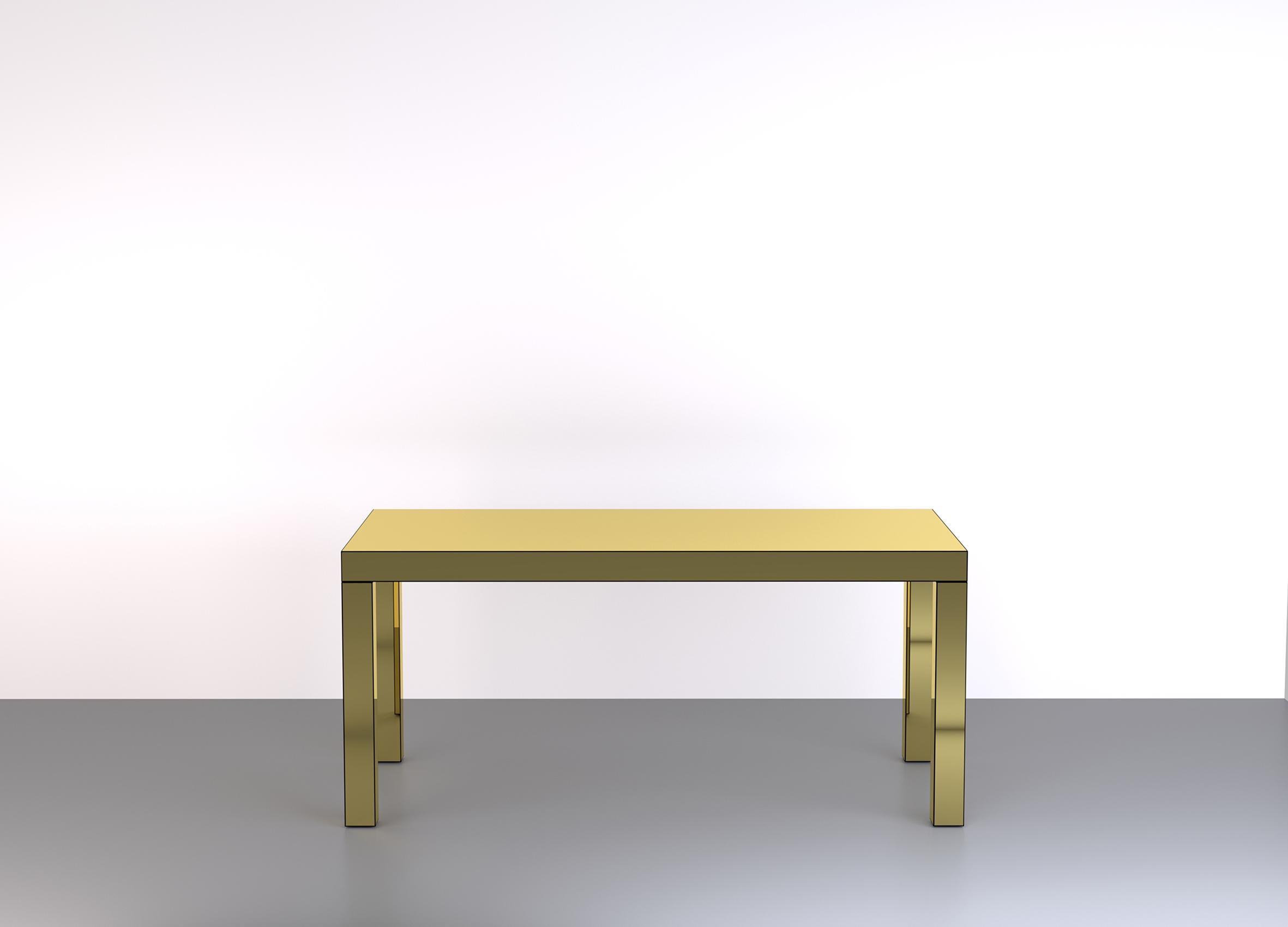 Laminated Contemporary Table/Desk Brushed Gold Hitan Aluminium by Chapel Petrassi For Sale