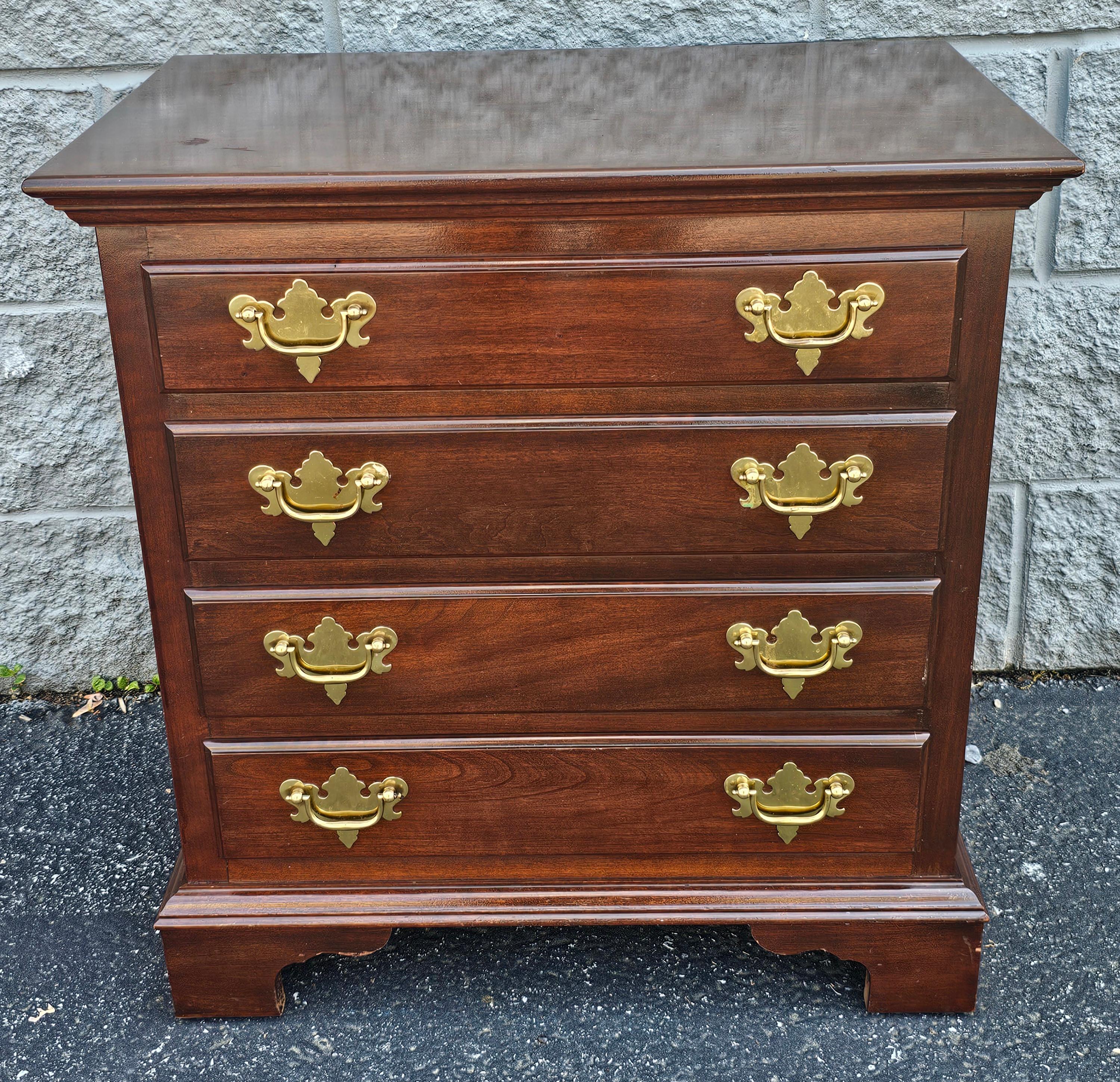 A Hitchcock Chippendale Mahogany Four-Drawer Small Chest of Drawers finished on all sides and with side handles. 
24