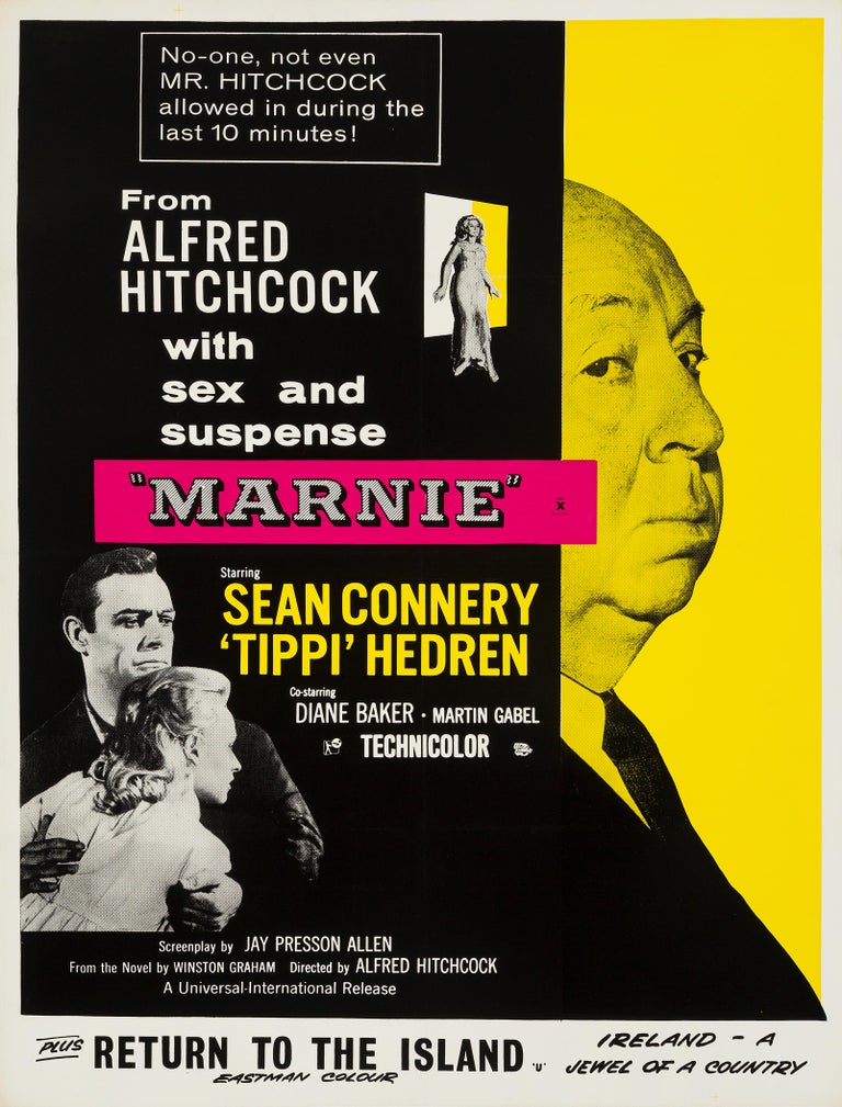 Hitchcock 'Marnie' Original Vintage British Vertical Quad Movie Poster, 1964 In Good Condition For Sale In Devon, GB