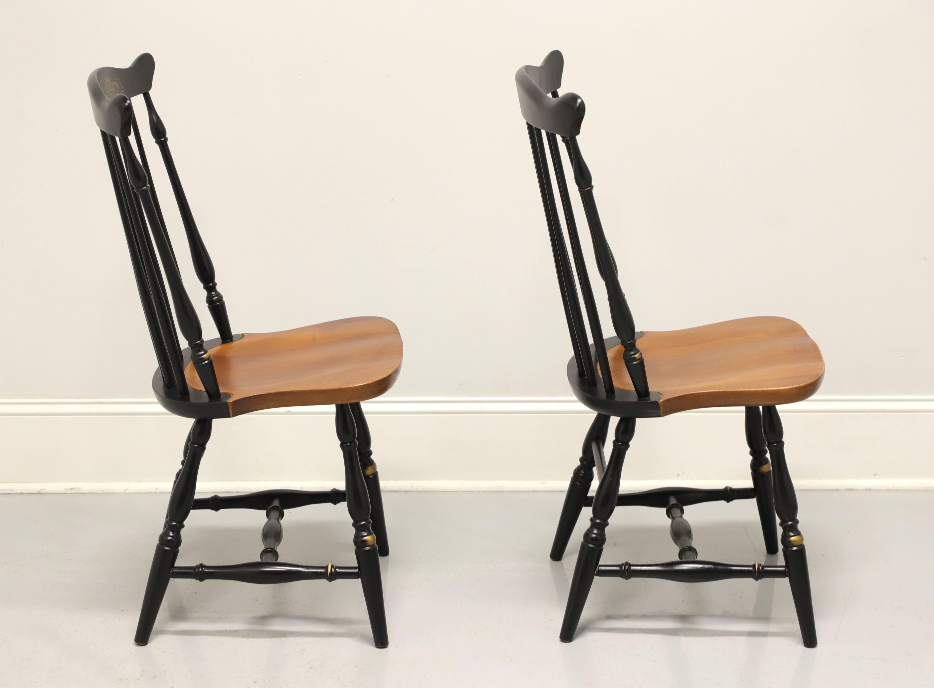 Sheraton HITCHCOCK Mid 20th Century Stenciled Windsor Dining Side Chairs - Pair A
