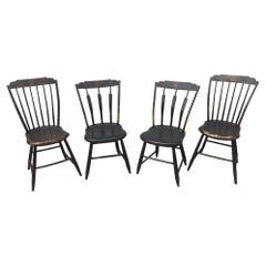 Hitchcock New England Spindle Back Painted Chairs Set of Four