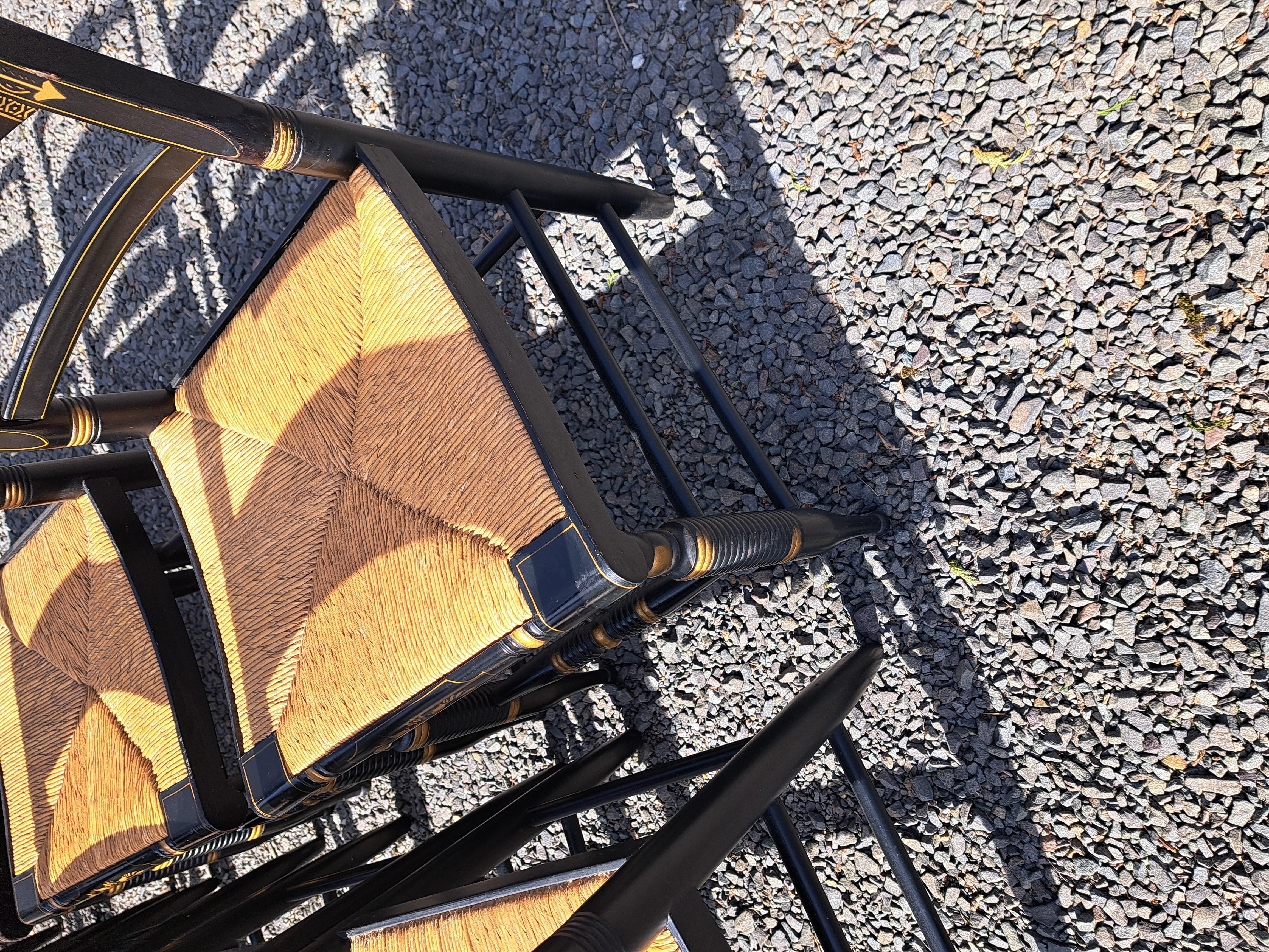 Chaises de salle à manger à dossier coussin Hitchcock, motif moisson, ensemble de douze en vente 2