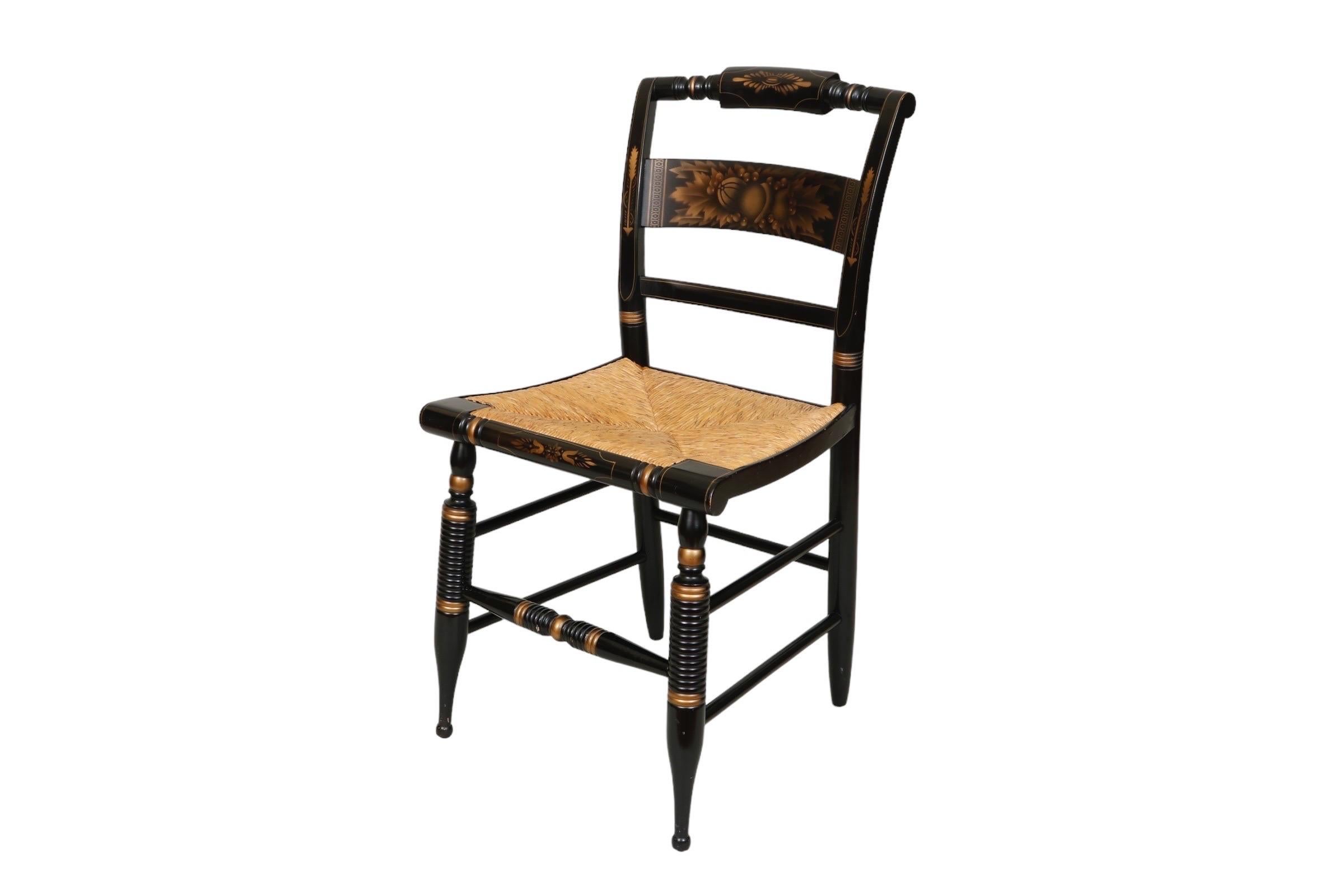 American Hitchcock Rush Seat Accent Chairs - a Pair