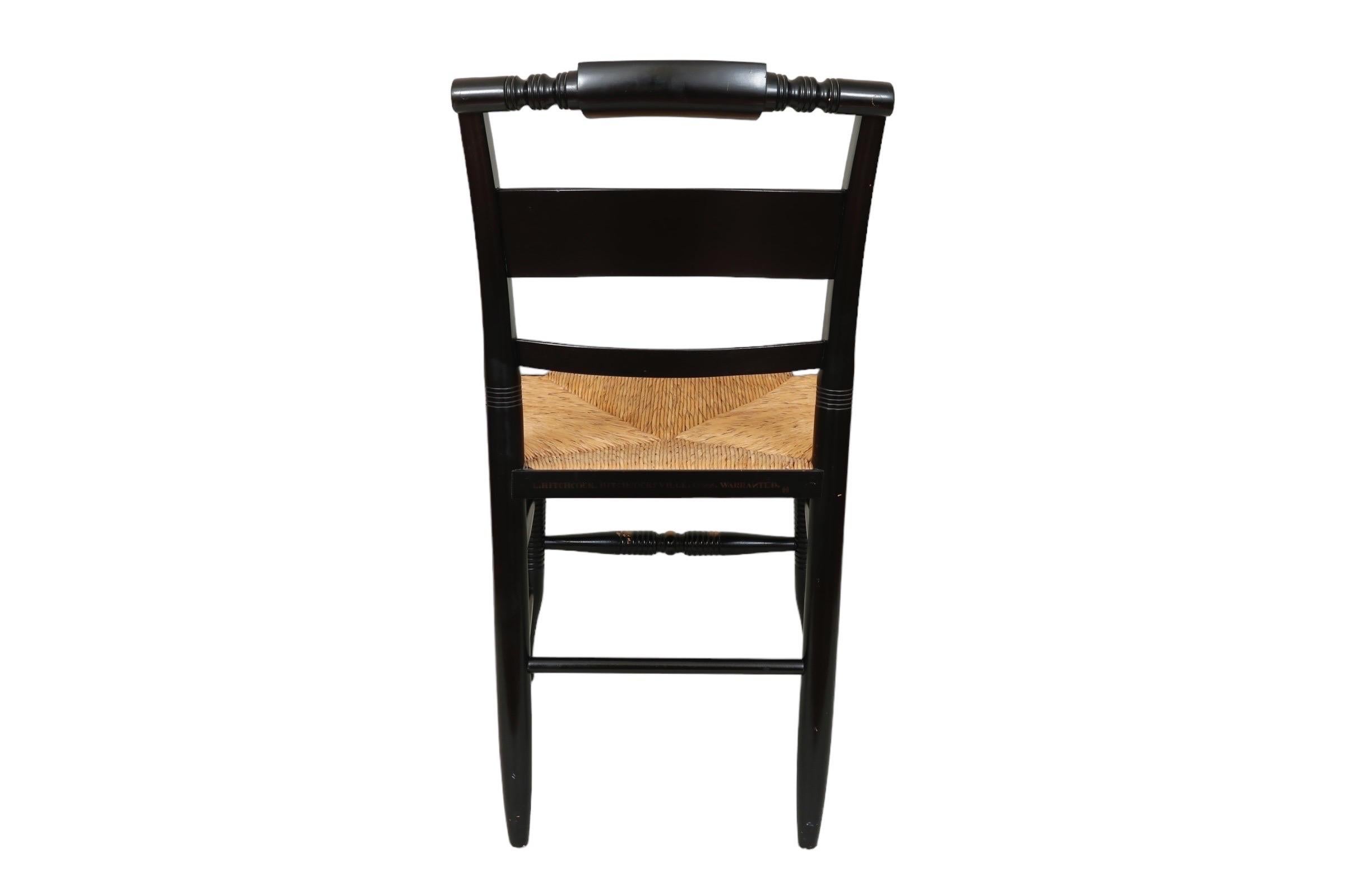 20th Century Hitchcock Rush Seat Accent Chairs - a Pair