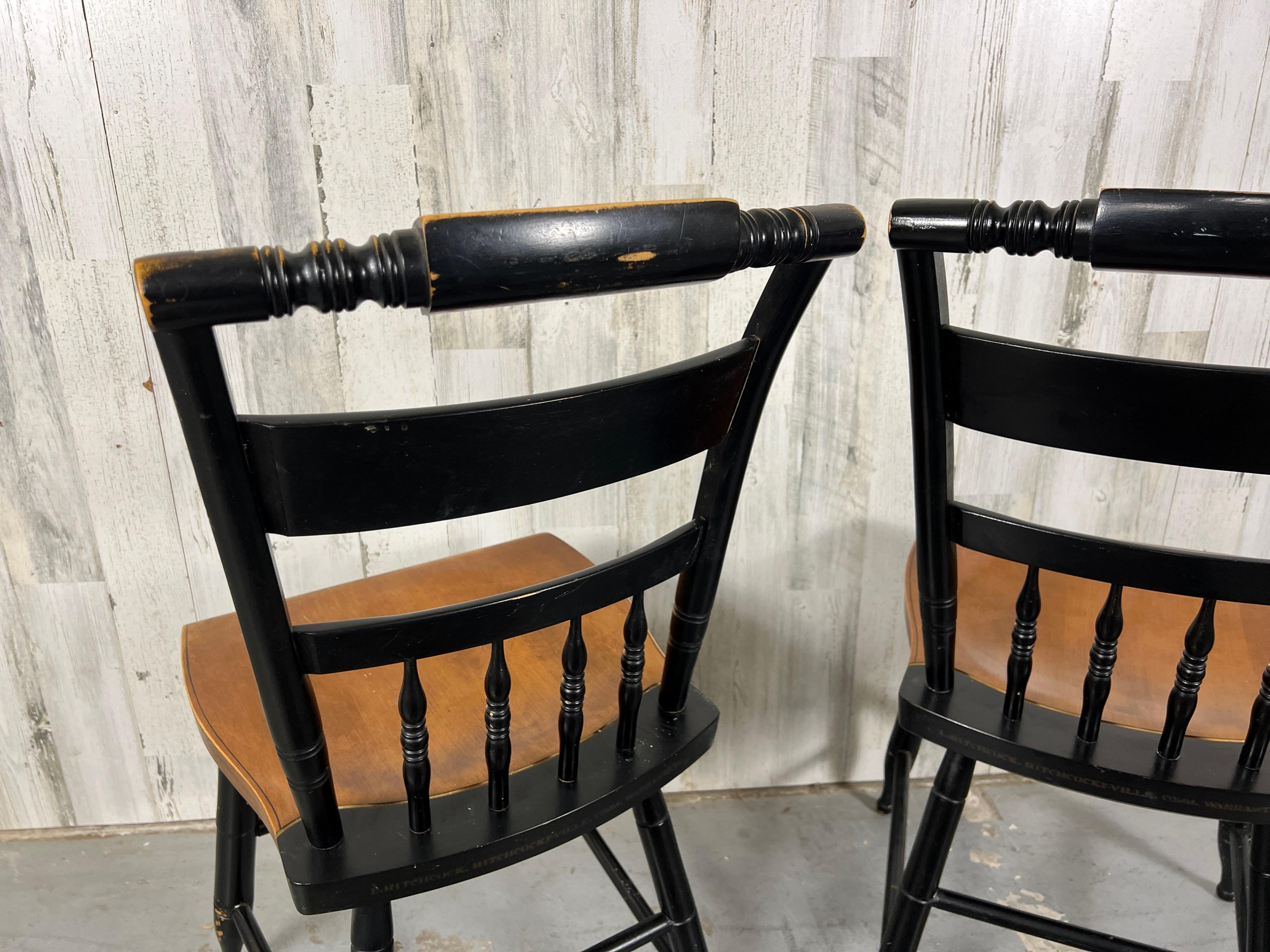 Hitchcock style Ebonized Side Chairs For Sale 7