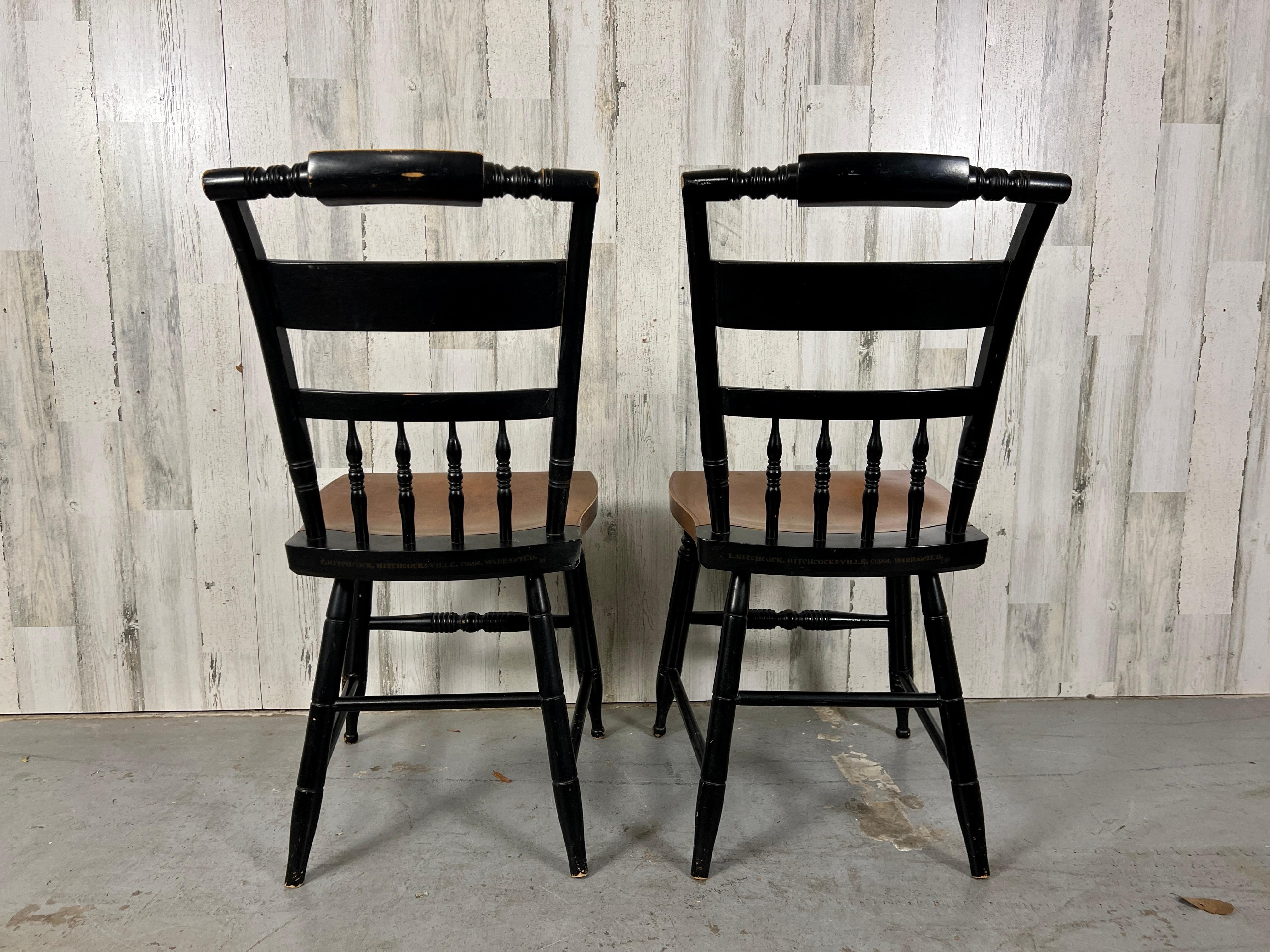 Hitchcock style Ebonized Side Chairs For Sale 8