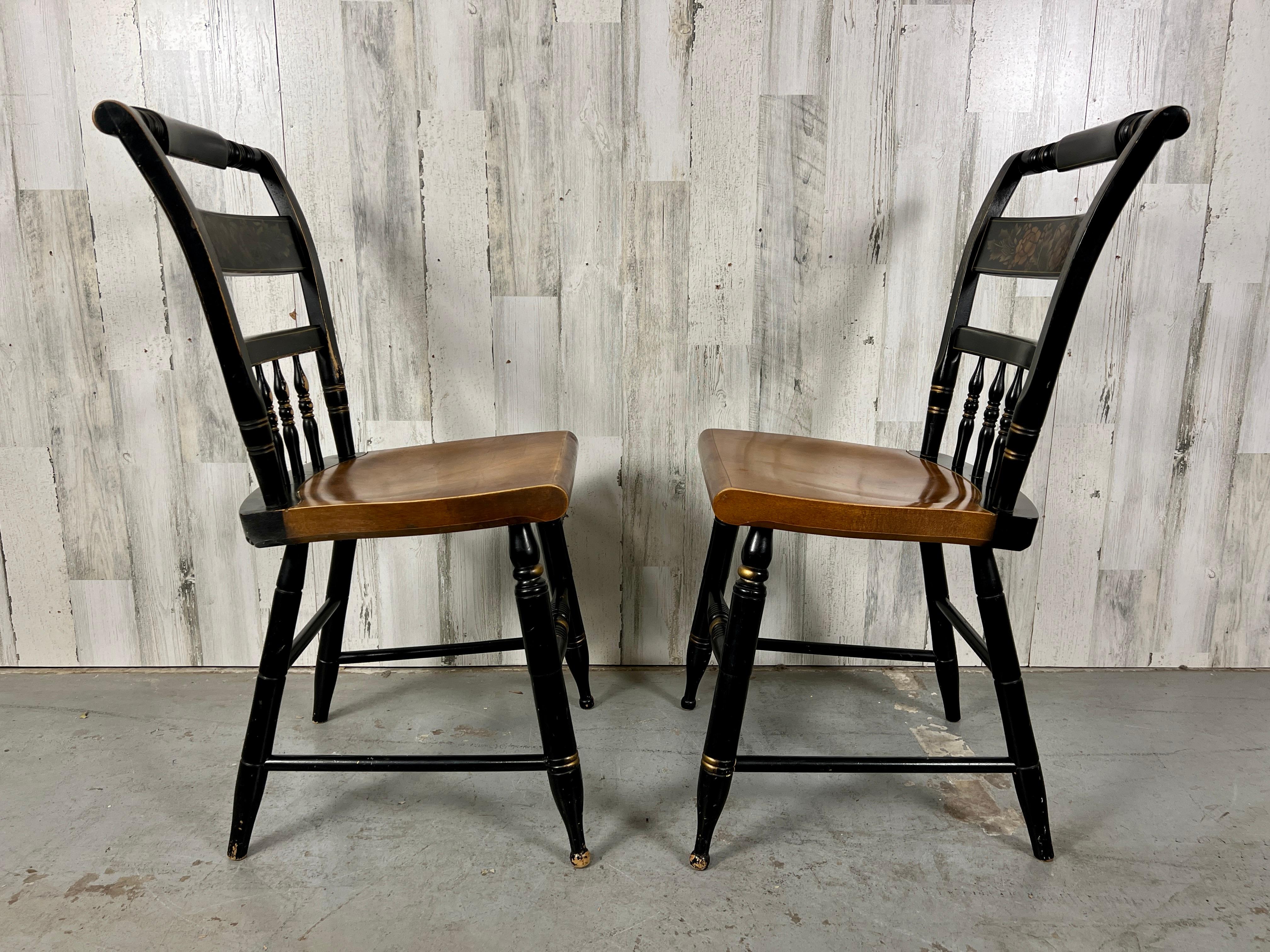 Hitchcock style Ebonized Side Chairs For Sale 9