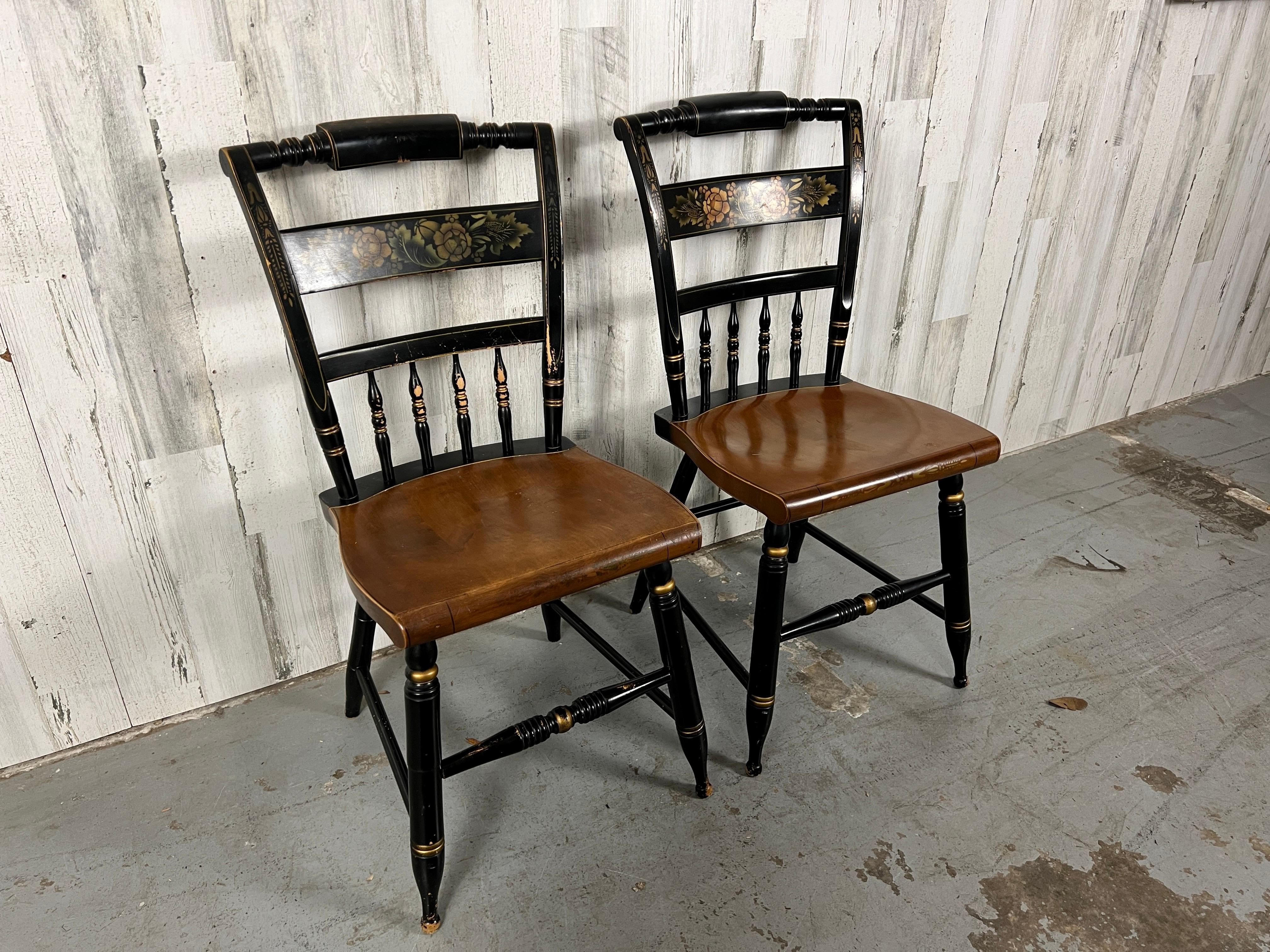 American Classical Hitchcock style Ebonized Side Chairs