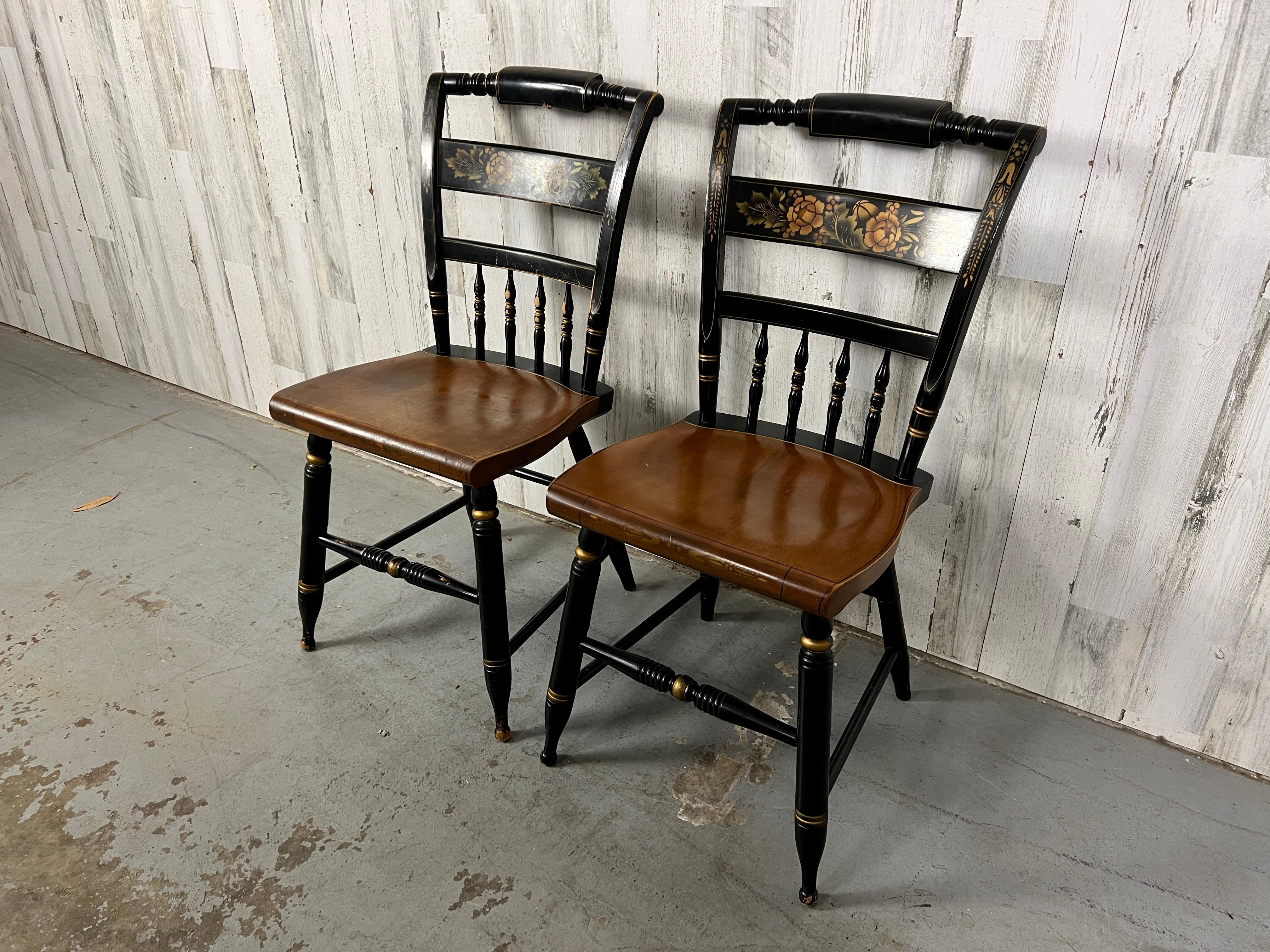 North American Hitchcock style Ebonized Side Chairs