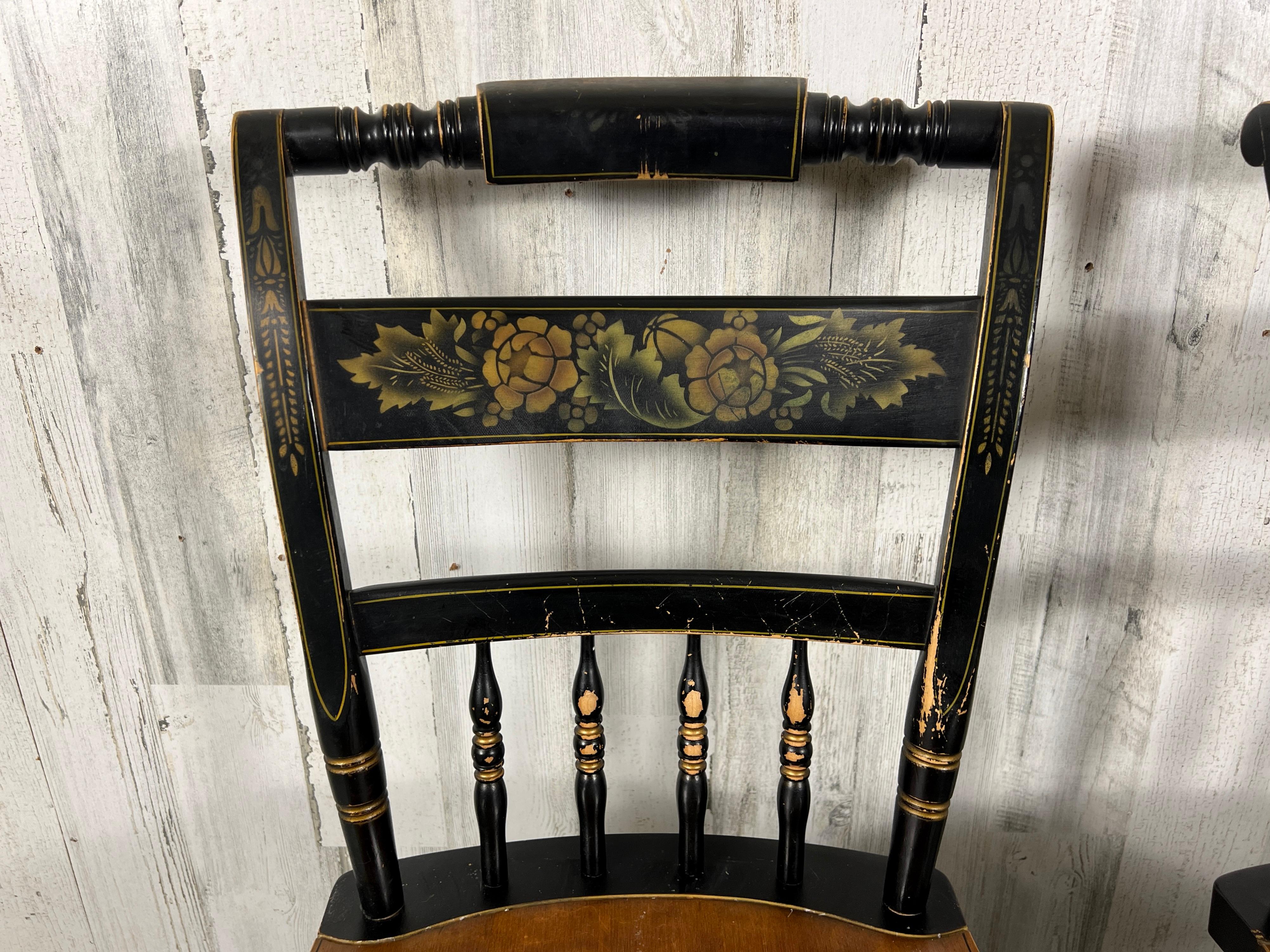 Hitchcock style Ebonized Side Chairs For Sale 1