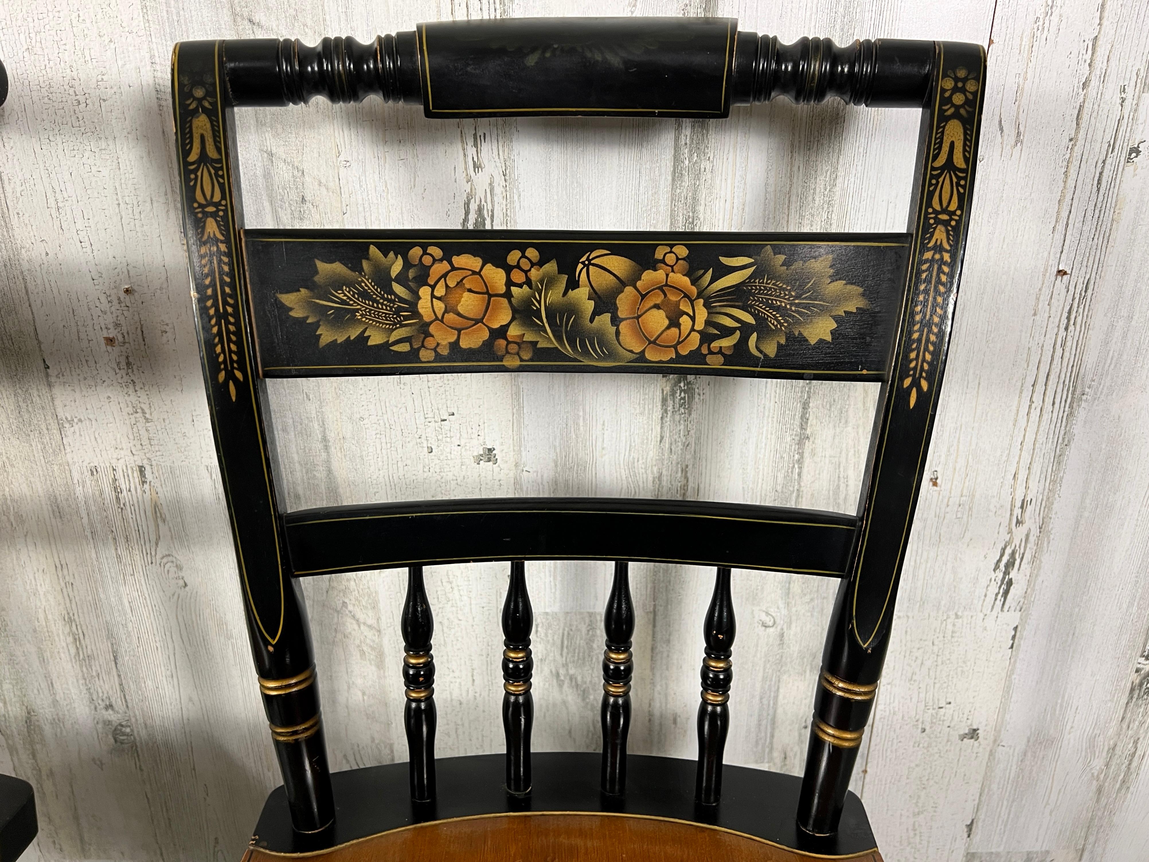 Hitchcock style Ebonized Side Chairs For Sale 2